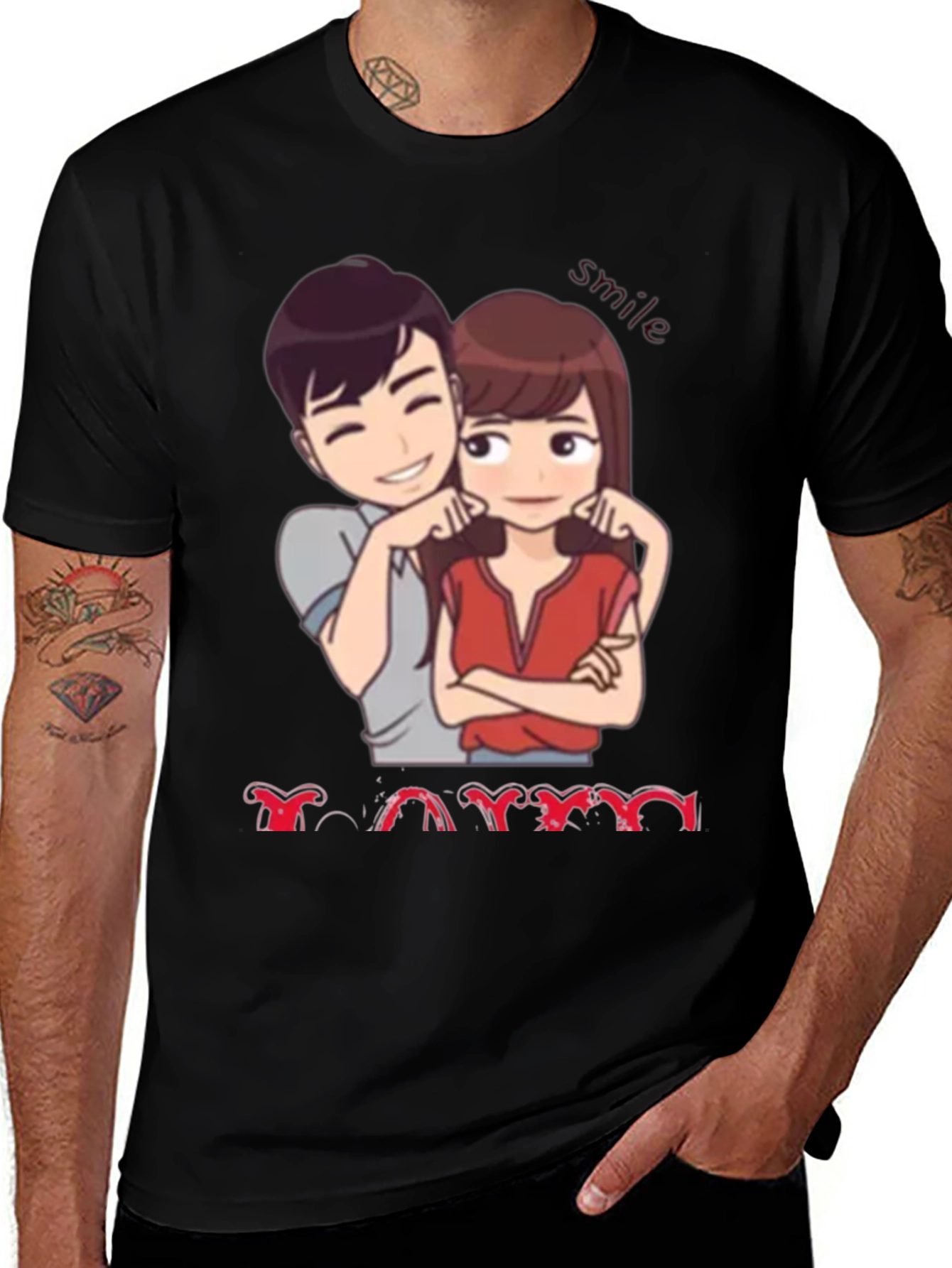 Variant 7 of Cute Cartoon Couple T-Shirt - "Smile"