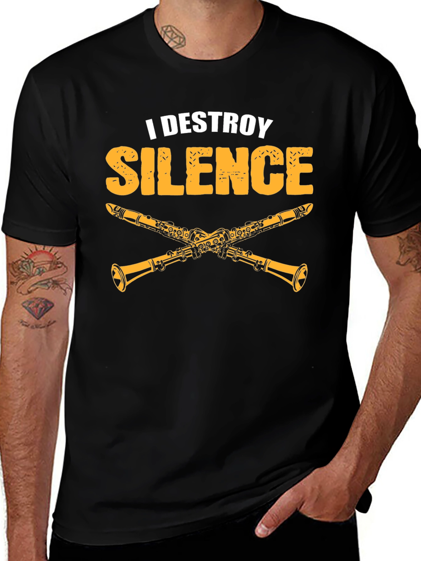 Variant 29 of I Destroy Silence Clarinet T-Shirt