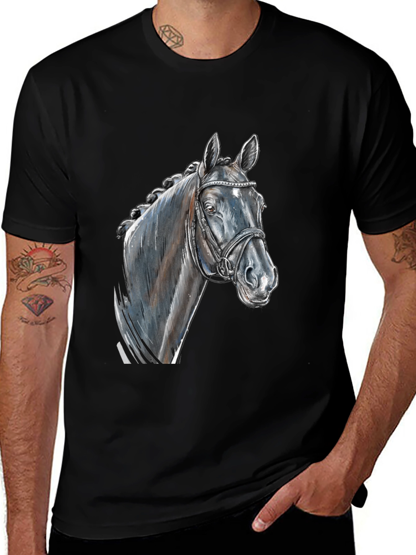 Variant 2 of Horse Head Graphic Tee - Equestrian Style