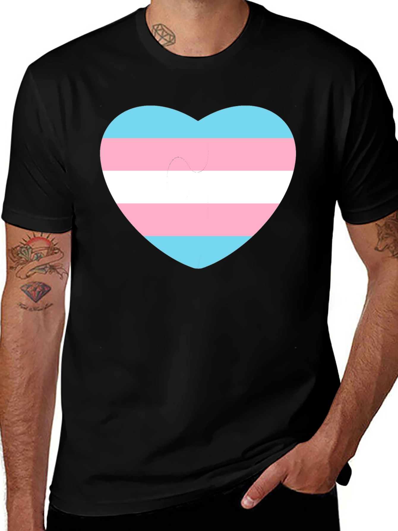 Transgender Pride Heart T-Shirt - Black