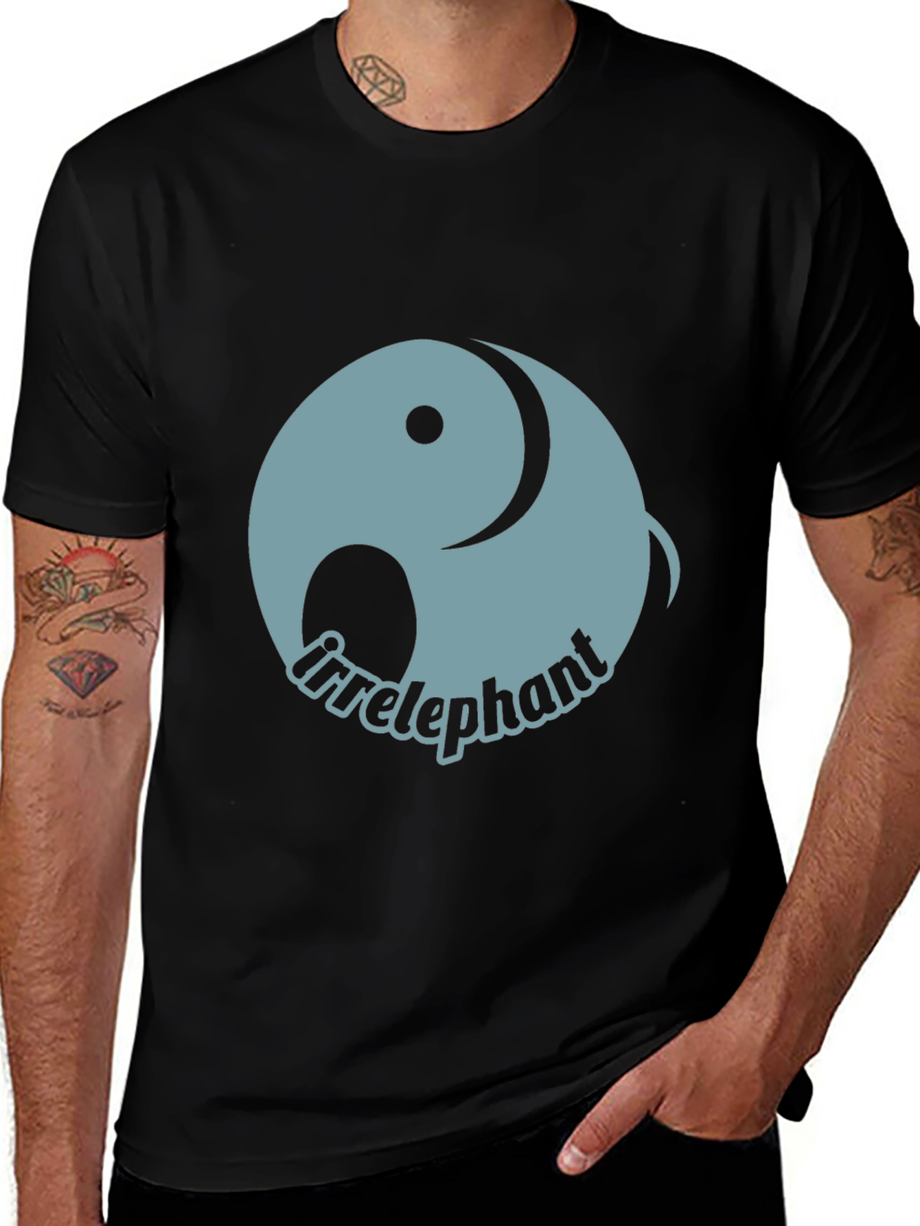 Variant 9 of Irrelephant Yin Yang T-Shirt - Black Cotton Tee