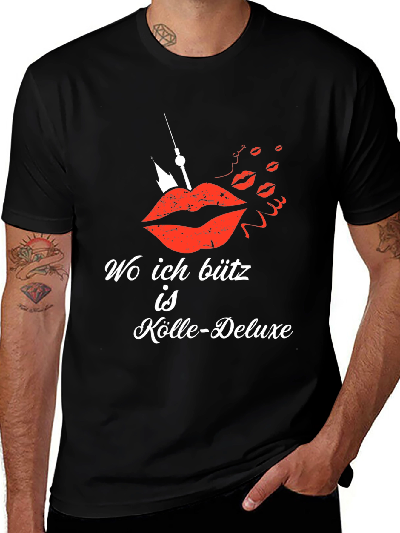 Variant 18 of Wo Ich Bütz Is Kölle-Deluxe Black T-Shirt