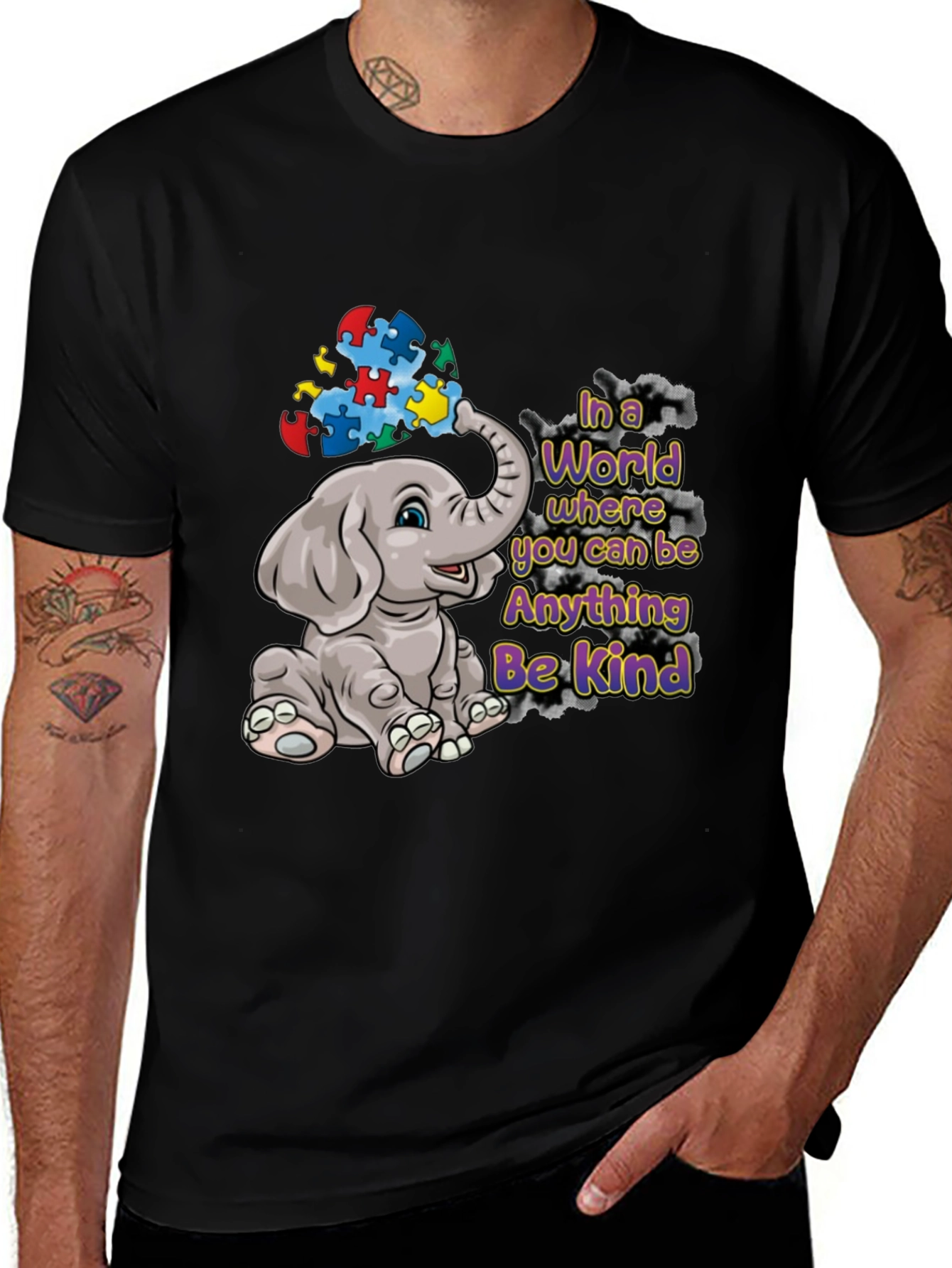 Variant 27 of Autism Awareness Elephant Be Kind Graphic Tee