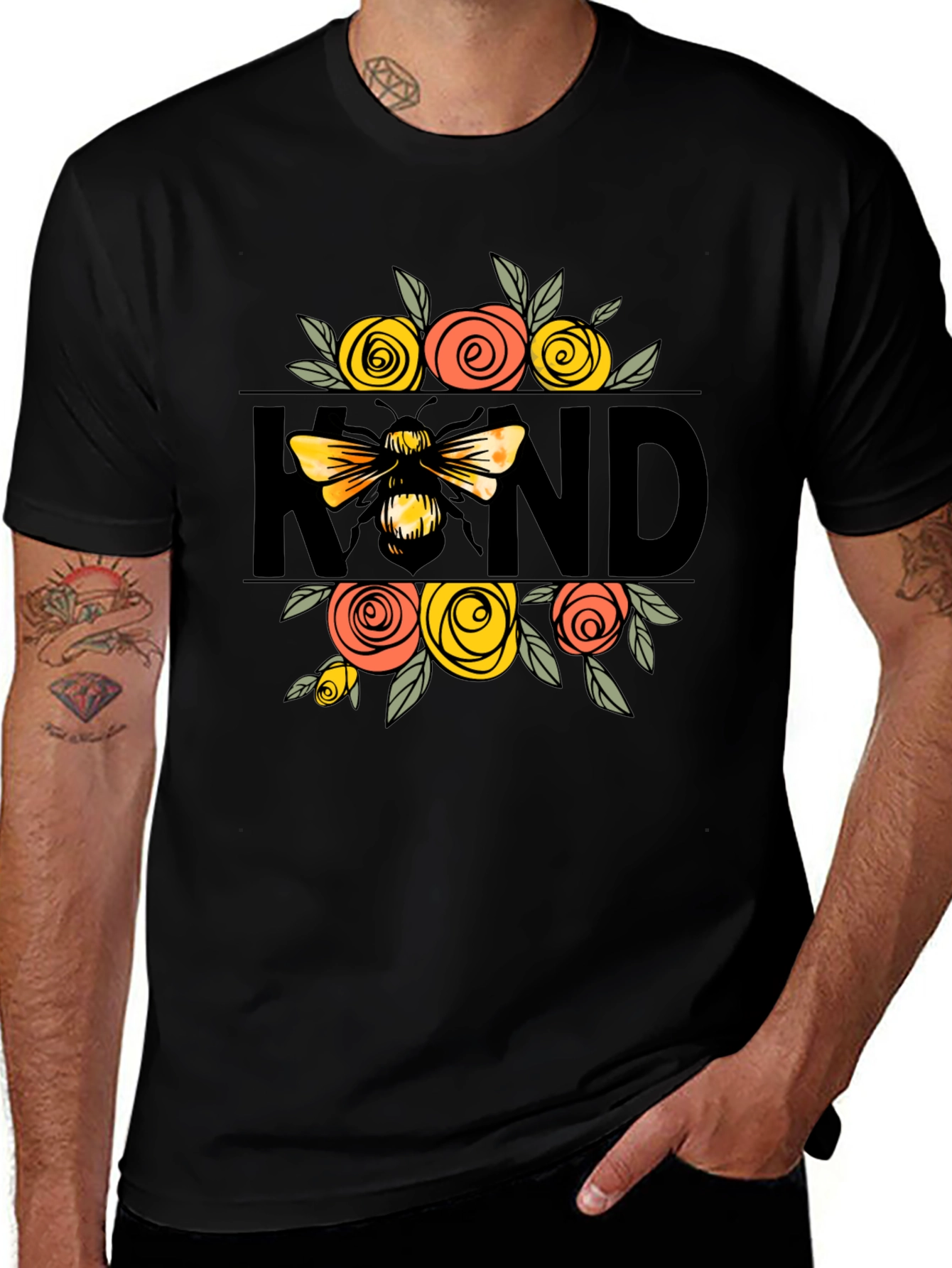 Variant 24 of Bee Kind Floral Graphic T-Shirt