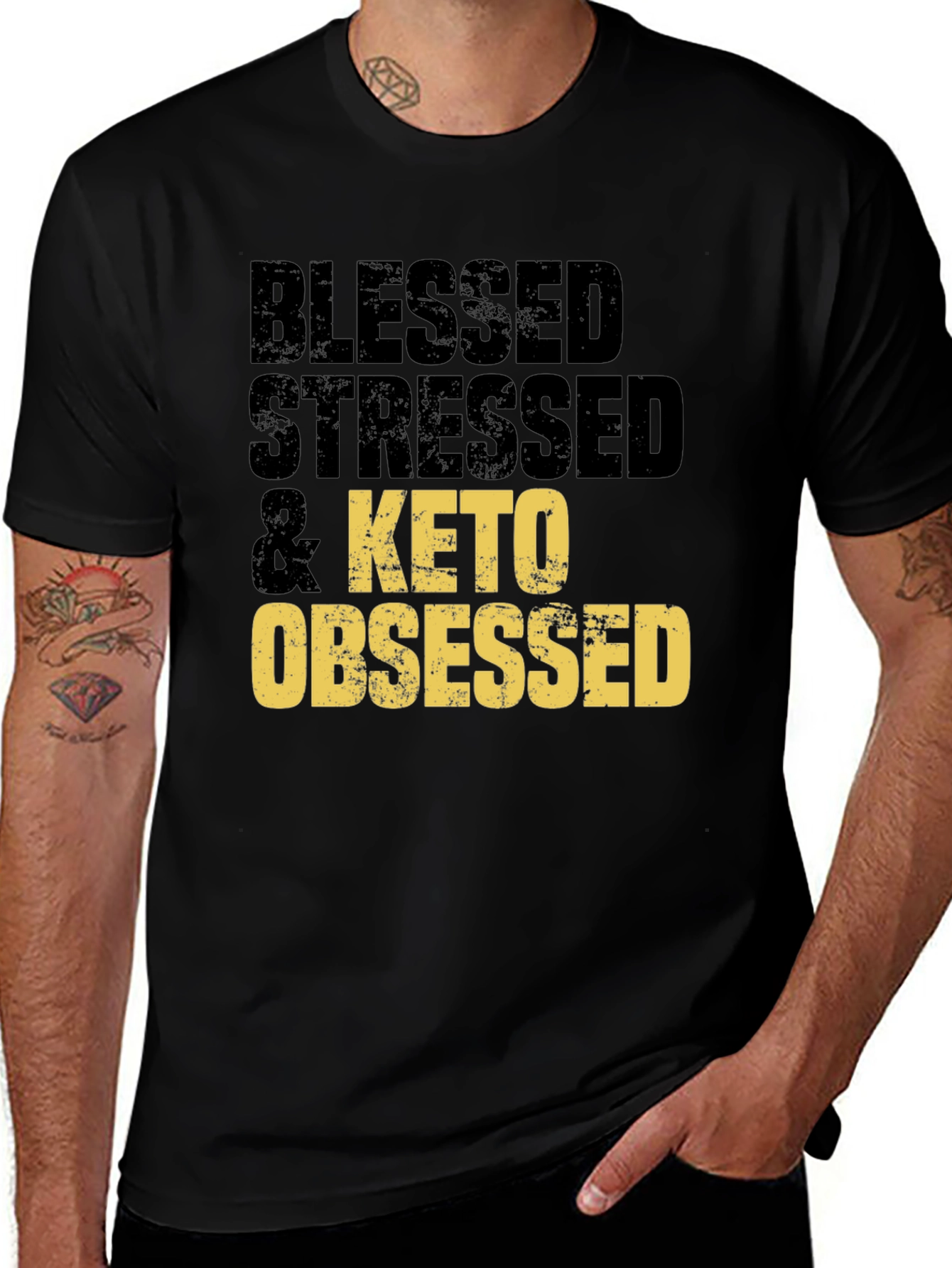 Variant 28 of Blessed Stressed & Keto Obsessed T-Shirt
