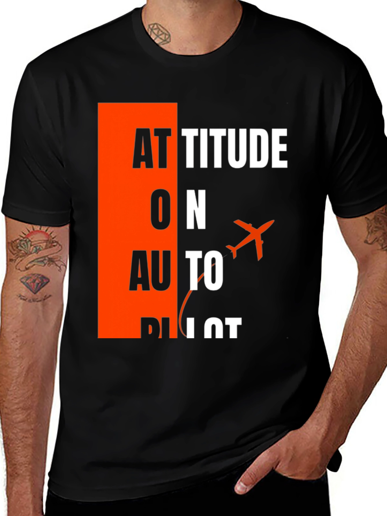 Variant 12 of Attitude on Autopilot Black T-Shirt - Aviation Enthusiast