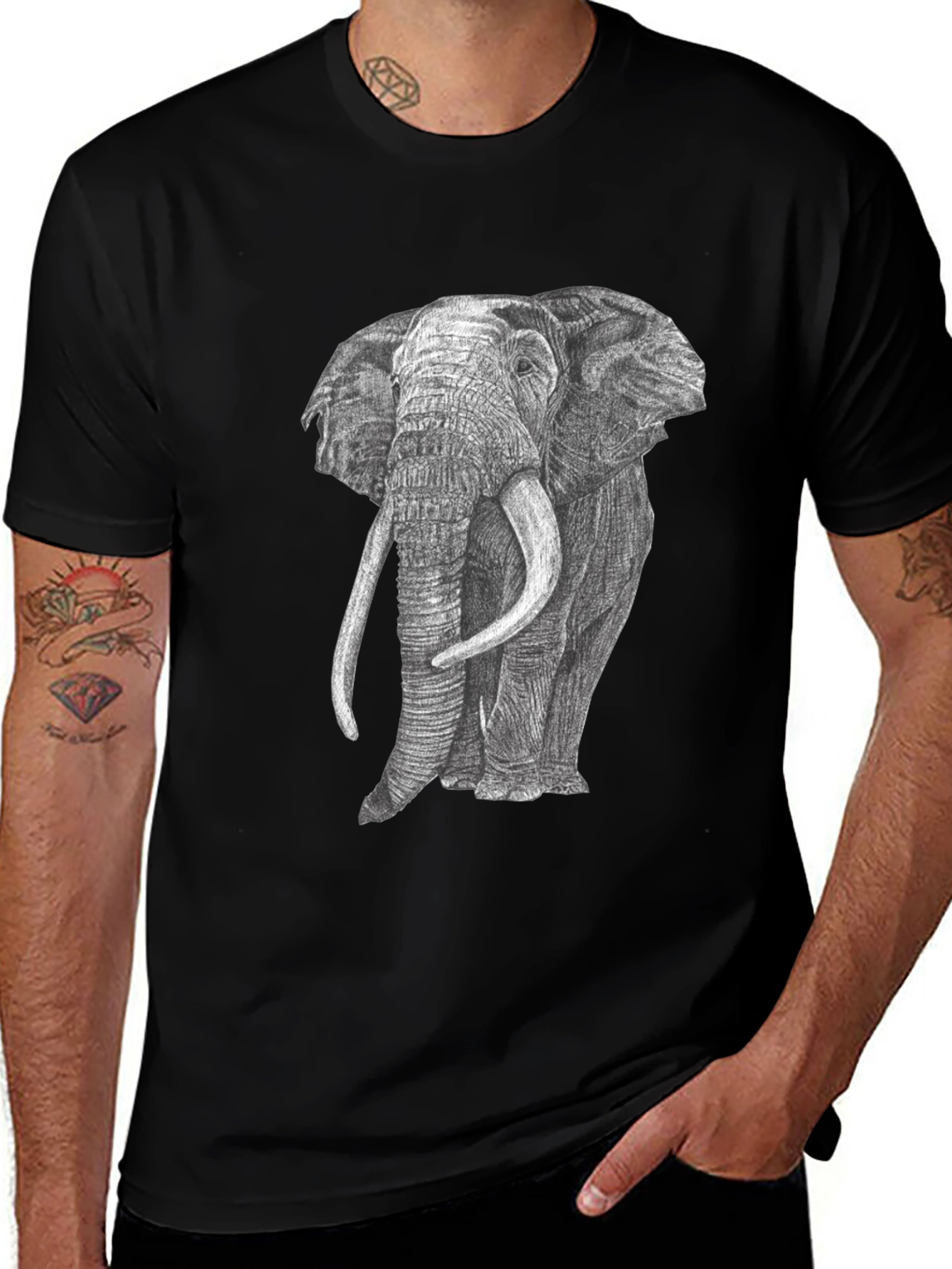Variant 24 of Elephant Graphic Tee - Unisex Black Cotton Shirt