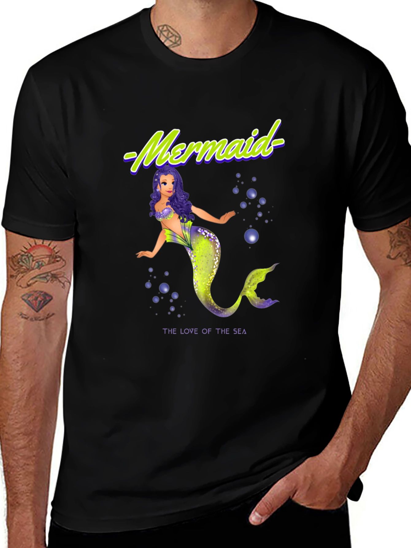 Variant 20 of Mermaid Love of the Sea Graphic Black T-Shirt