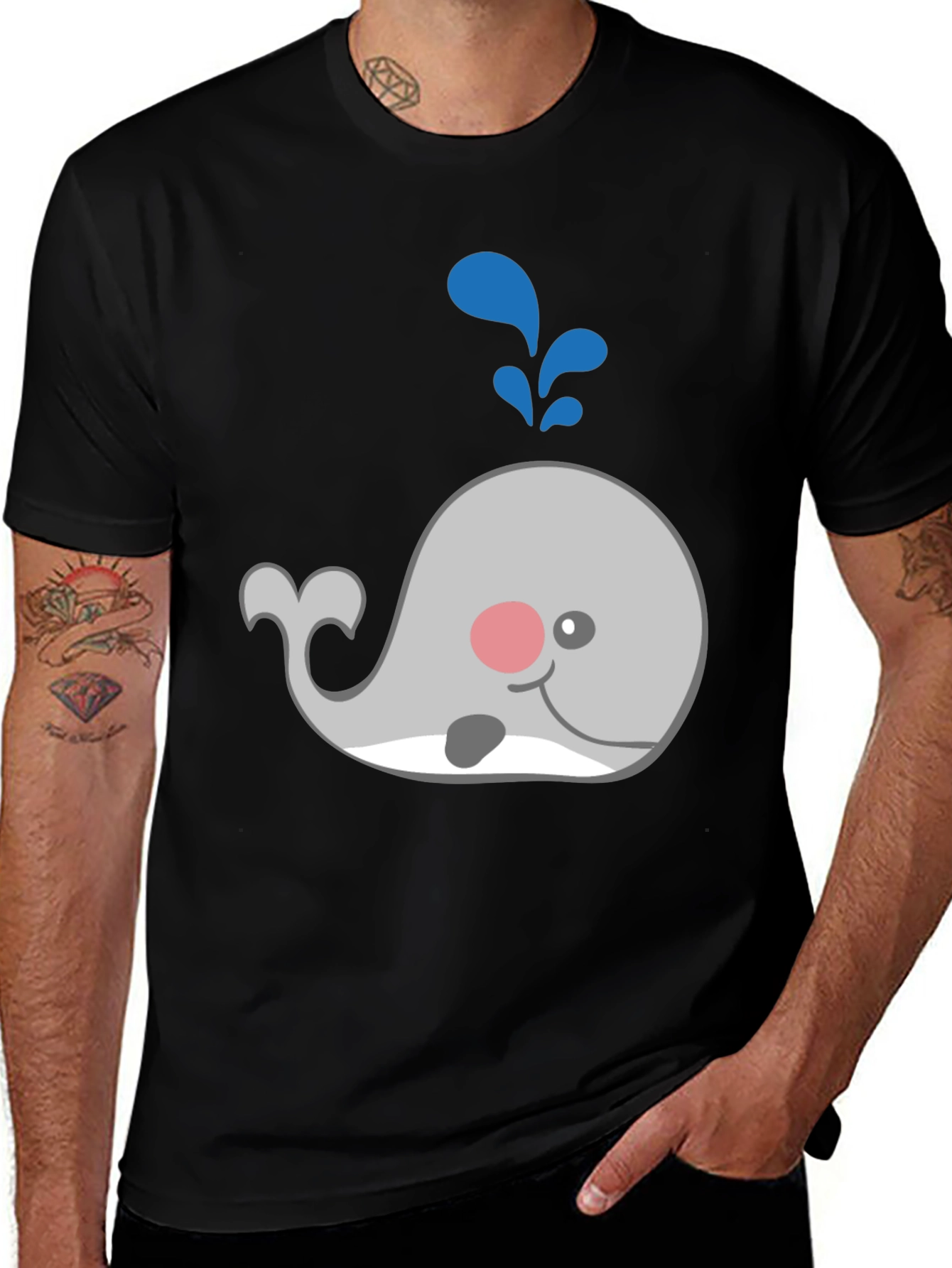 Variant 25 of Cute Whale Graphic T-Shirt - Black
