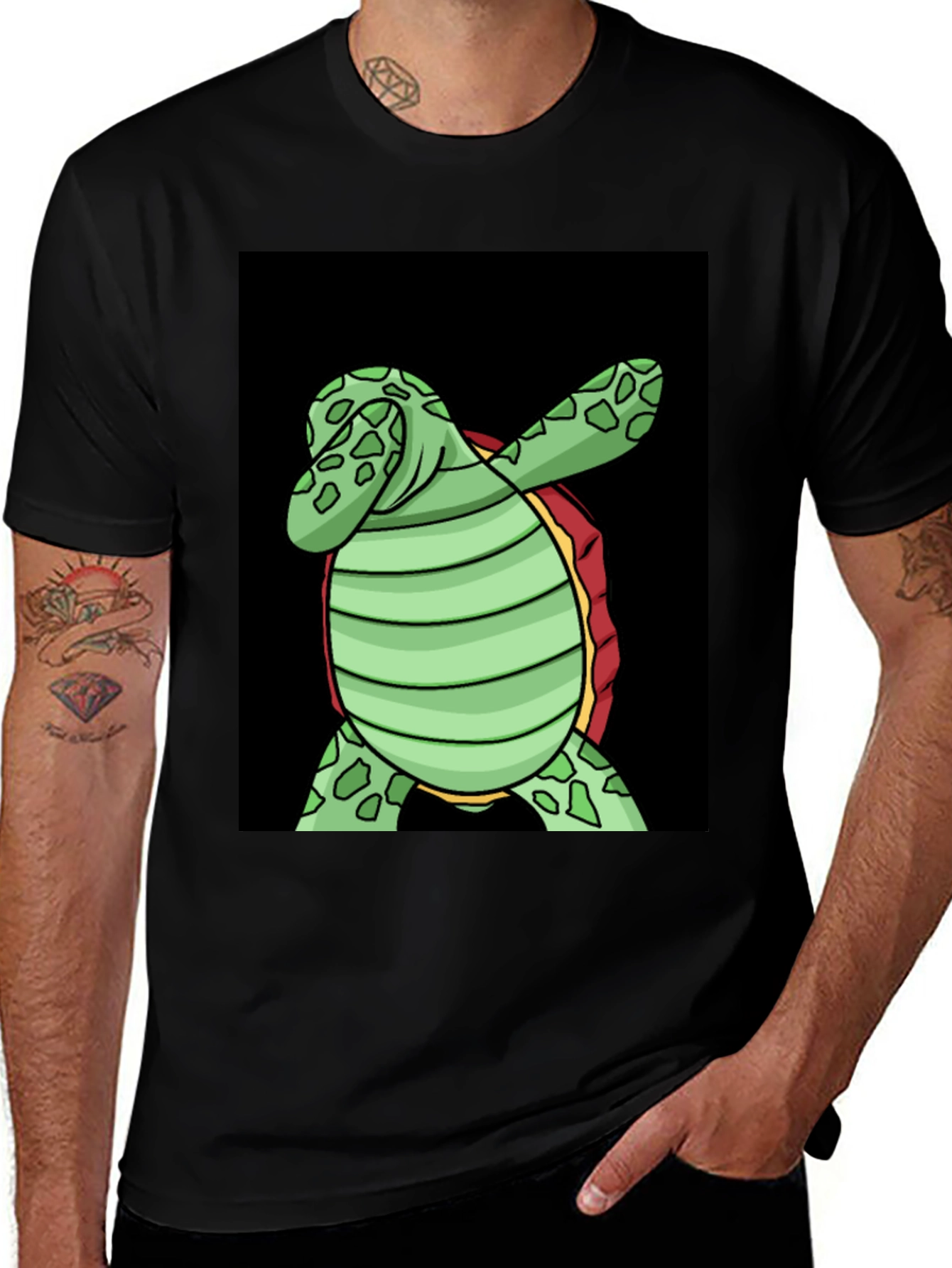 Variant 21 of Dabbing Turtle Graphic T-Shirt - Trendy Animal Tee