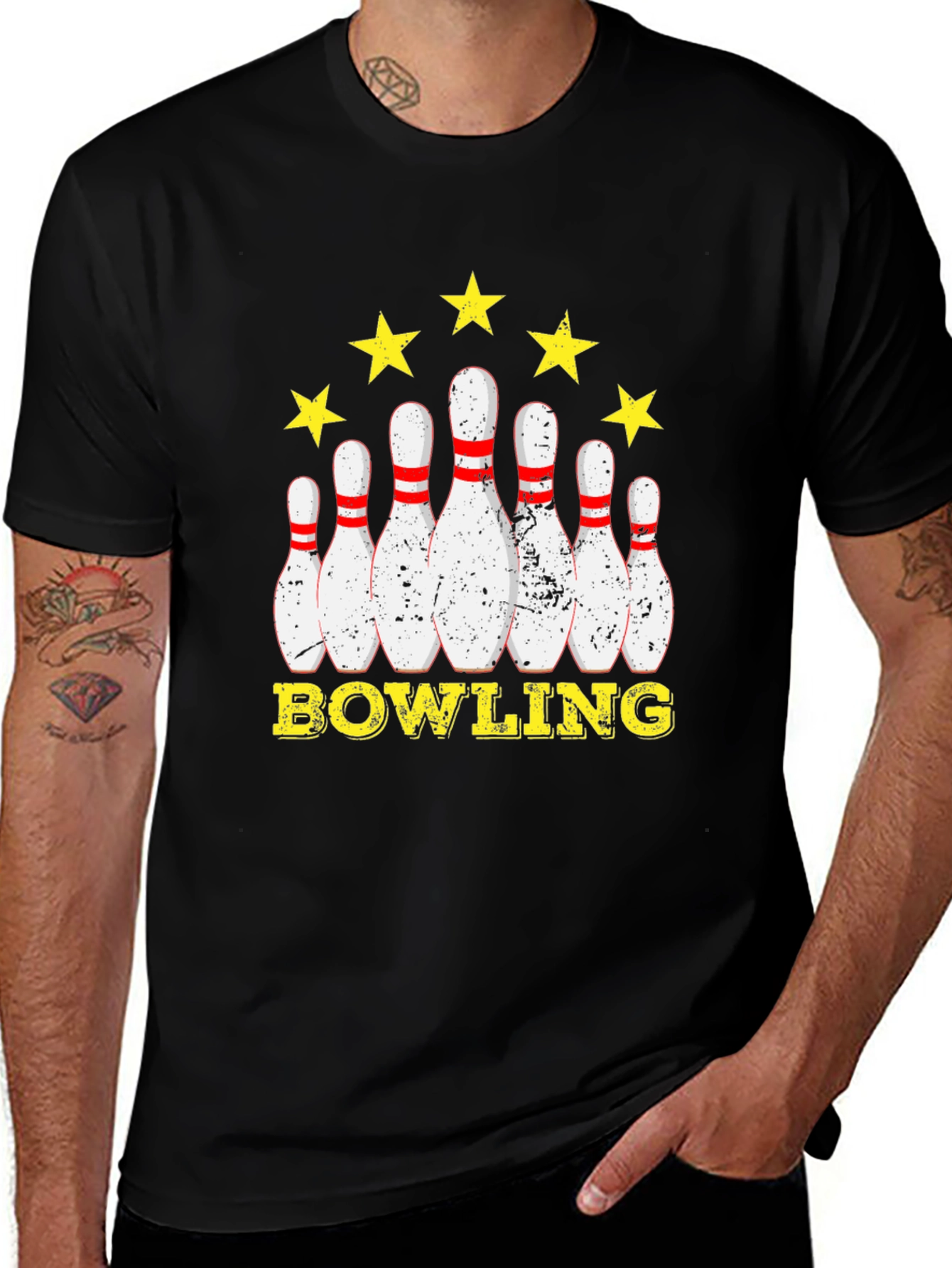 Black Bowling Star Graphic T-Shirt main image