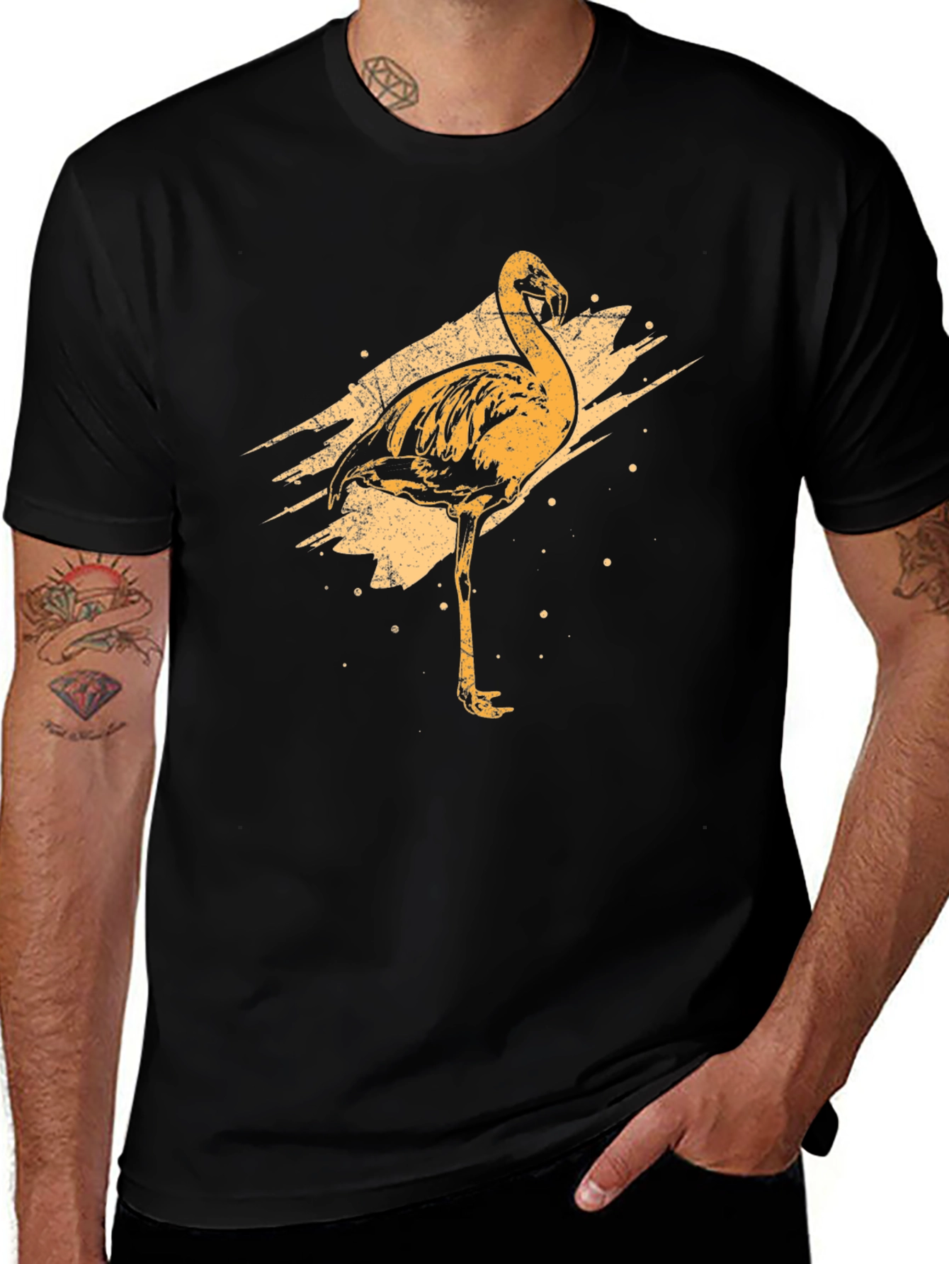 Variant 28 of Flamingo Graphic Tee - Black Cotton Blend