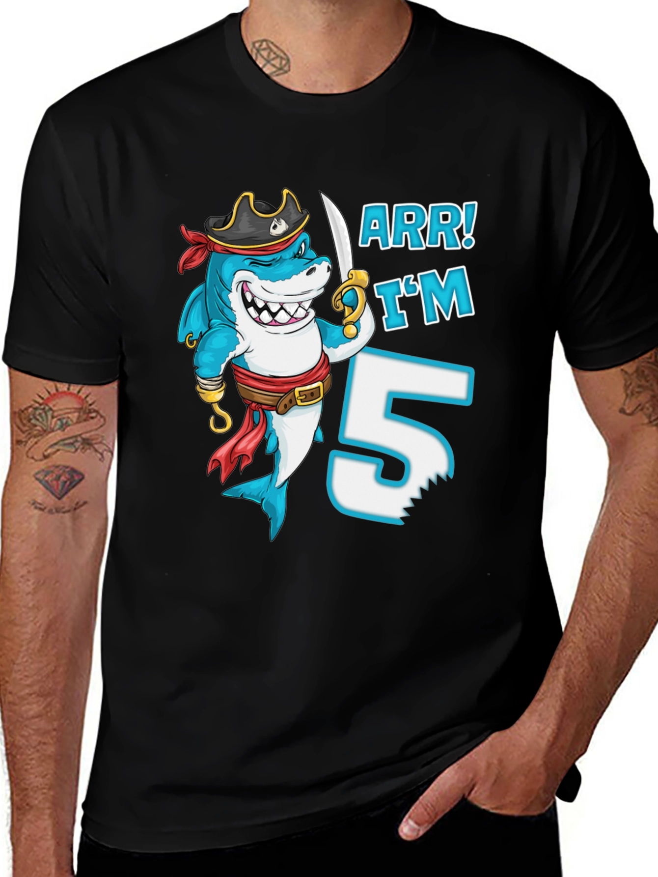 Variant 24 of ARR! I'm 5! Pirate Shark Birthday T-Shirt