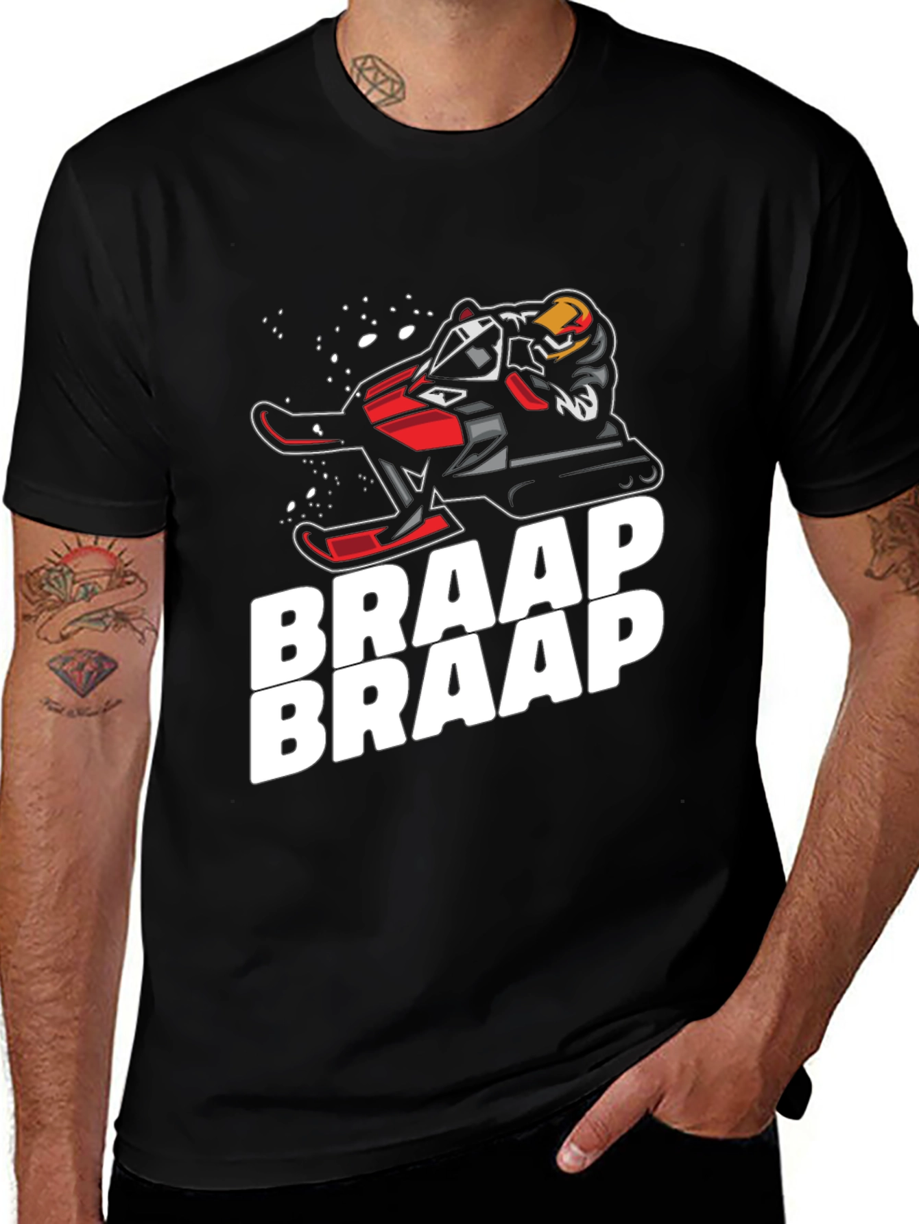Variant 18 of Braap Snowmobile T-Shirt - Black