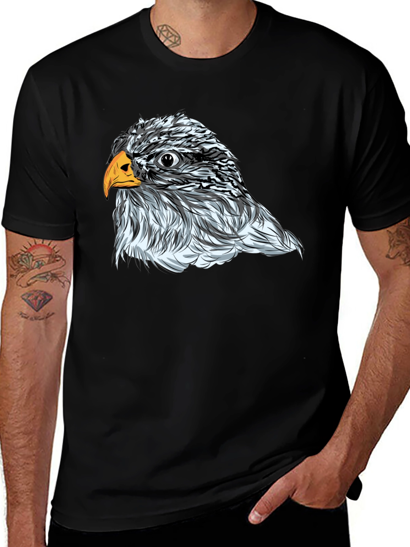 Variant 28 of Eagle Graphic Print Men's Black T-Shirt