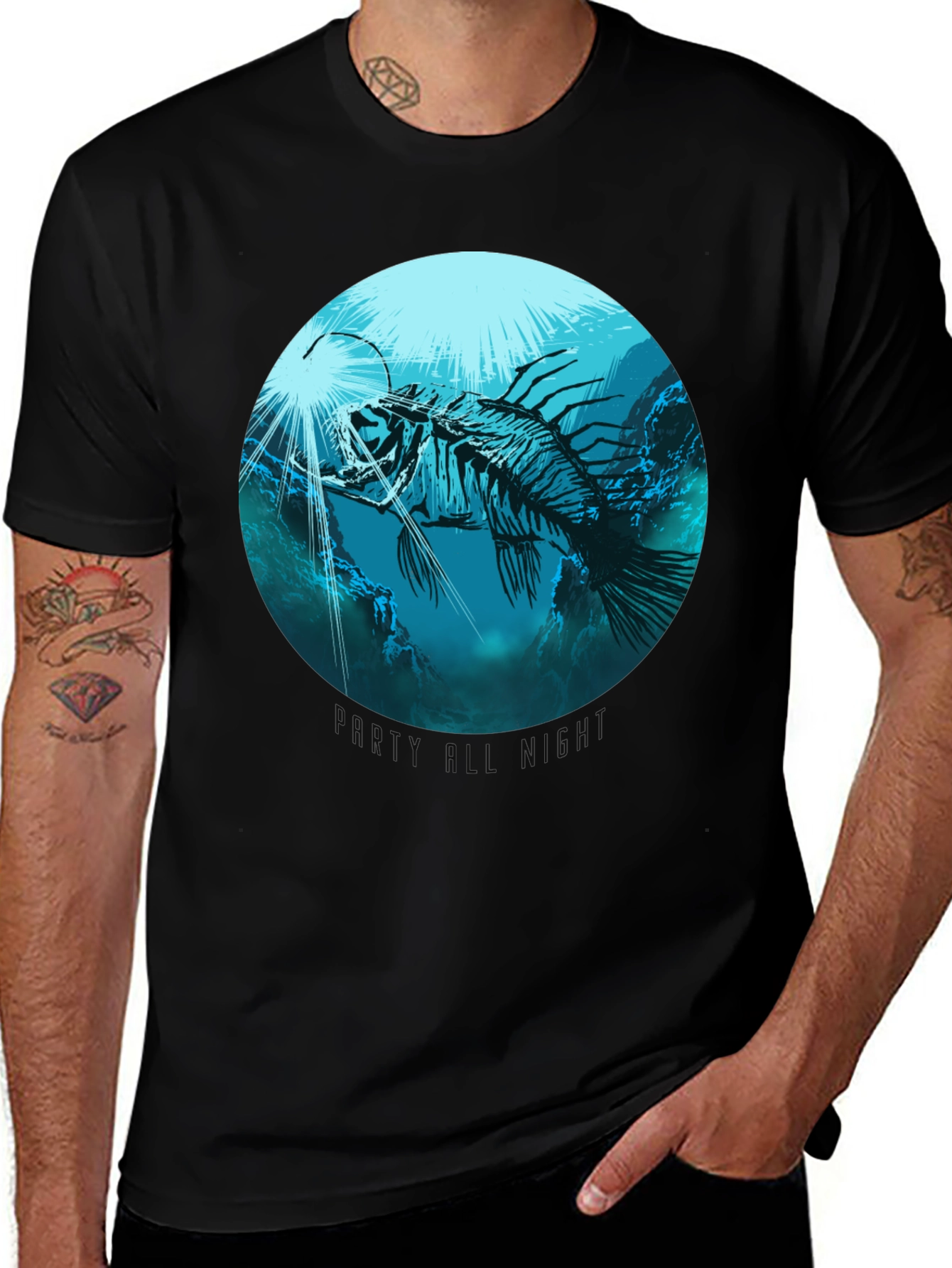 Angler Fish Skeleton Graphic T-Shirt
