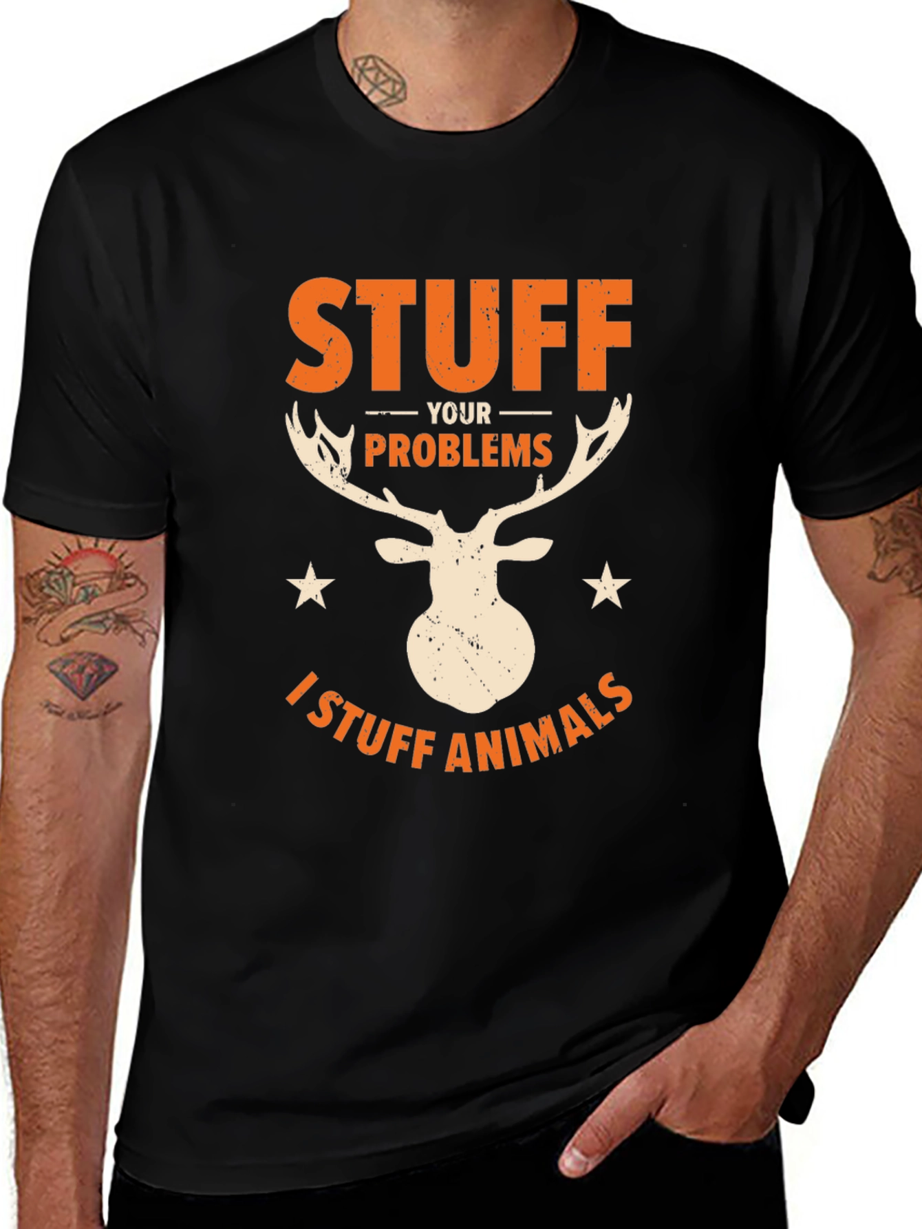 Variant 27 of Stuff Your Problems I Stuff Animals Black T-Shirt