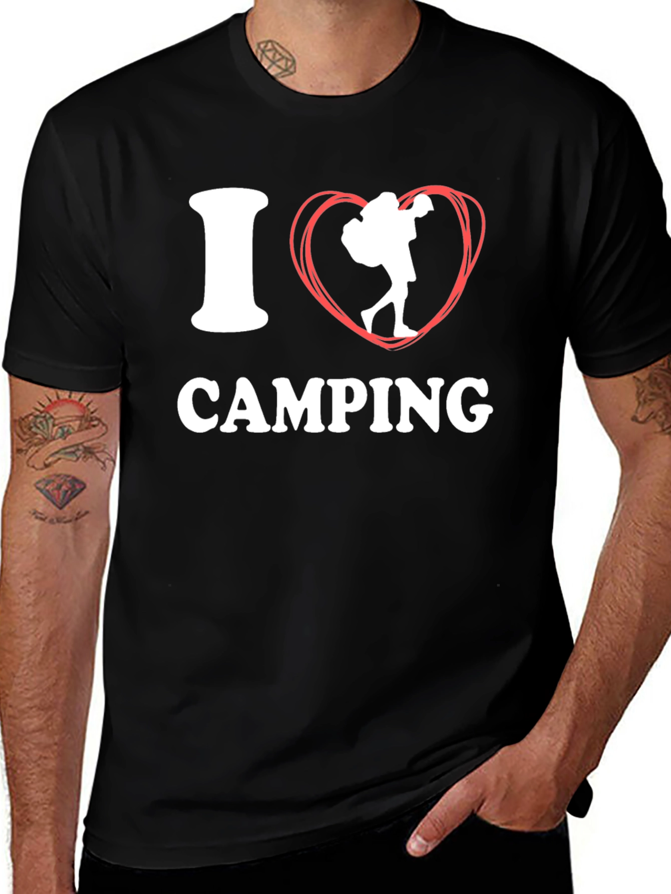 Variant 12 of I Heart Camping Graphic T-Shirt Black Cotton