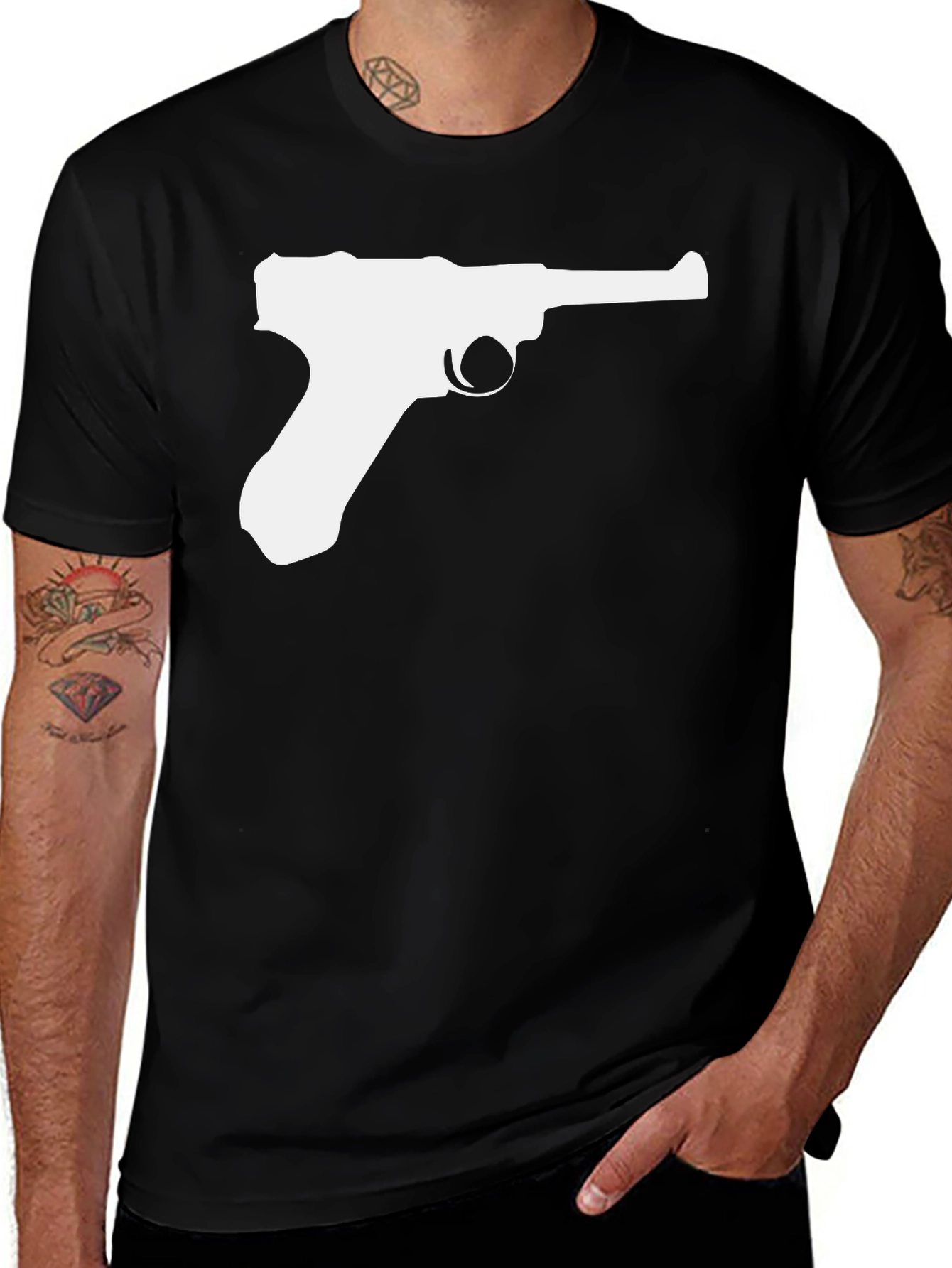 Luger Pistol Graphic T-Shirt - Black