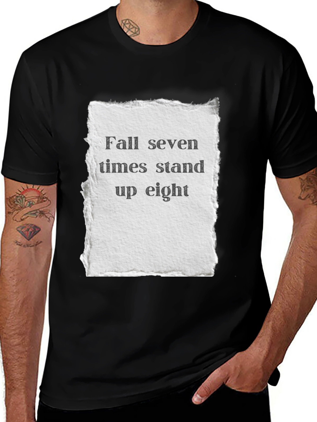 Variant 5 of Motivational 'Fall Seven Times' Graphic Tee