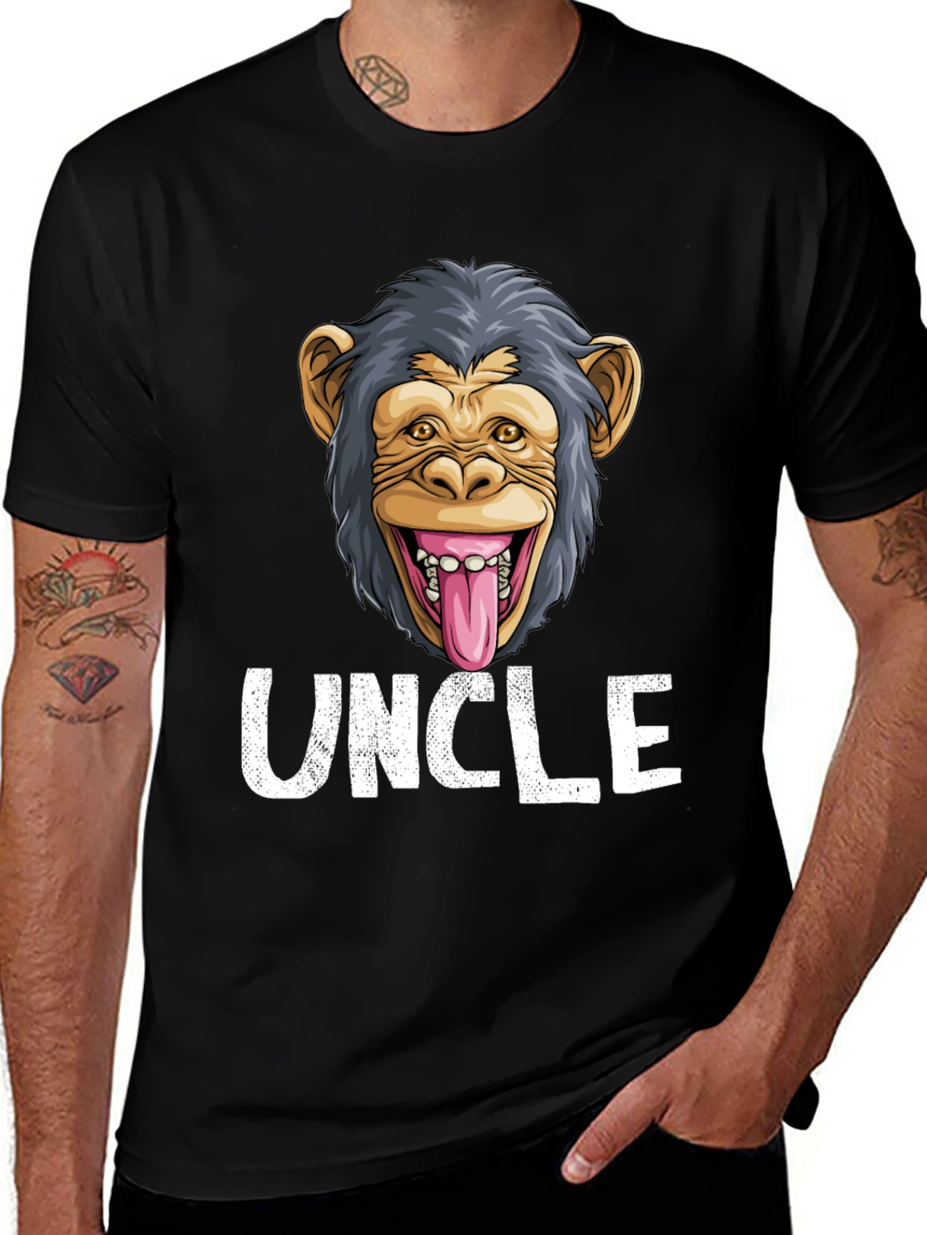 Variant 20 of Uncle Monkey Face Graphic T-Shirt - Funny Tee