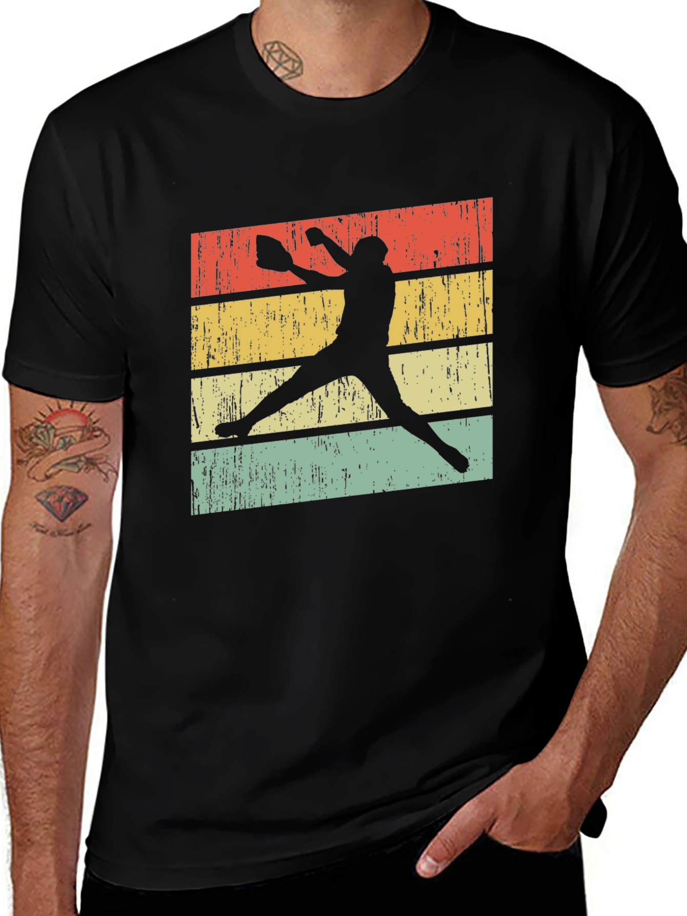 Black Vintage Softball Player T-Shirt main image