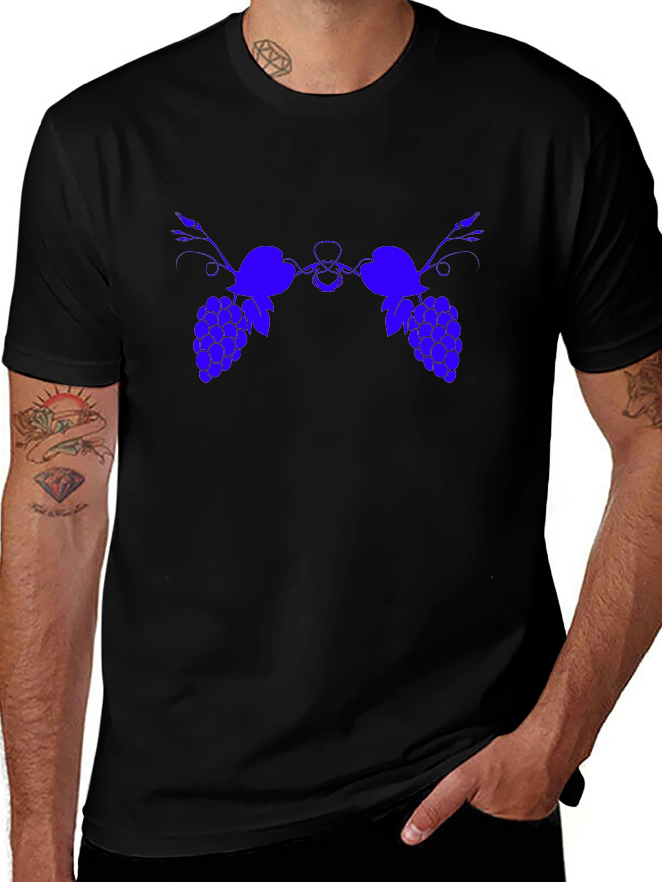 Variant 18 of Blue Grape Graphic Print Black T-Shirt