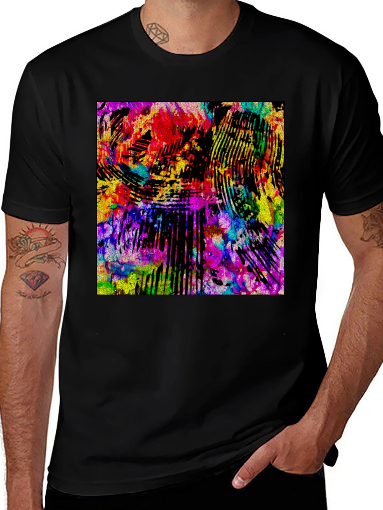 Variant 27 of Abstract Art Graphic Print Black T-Shirt