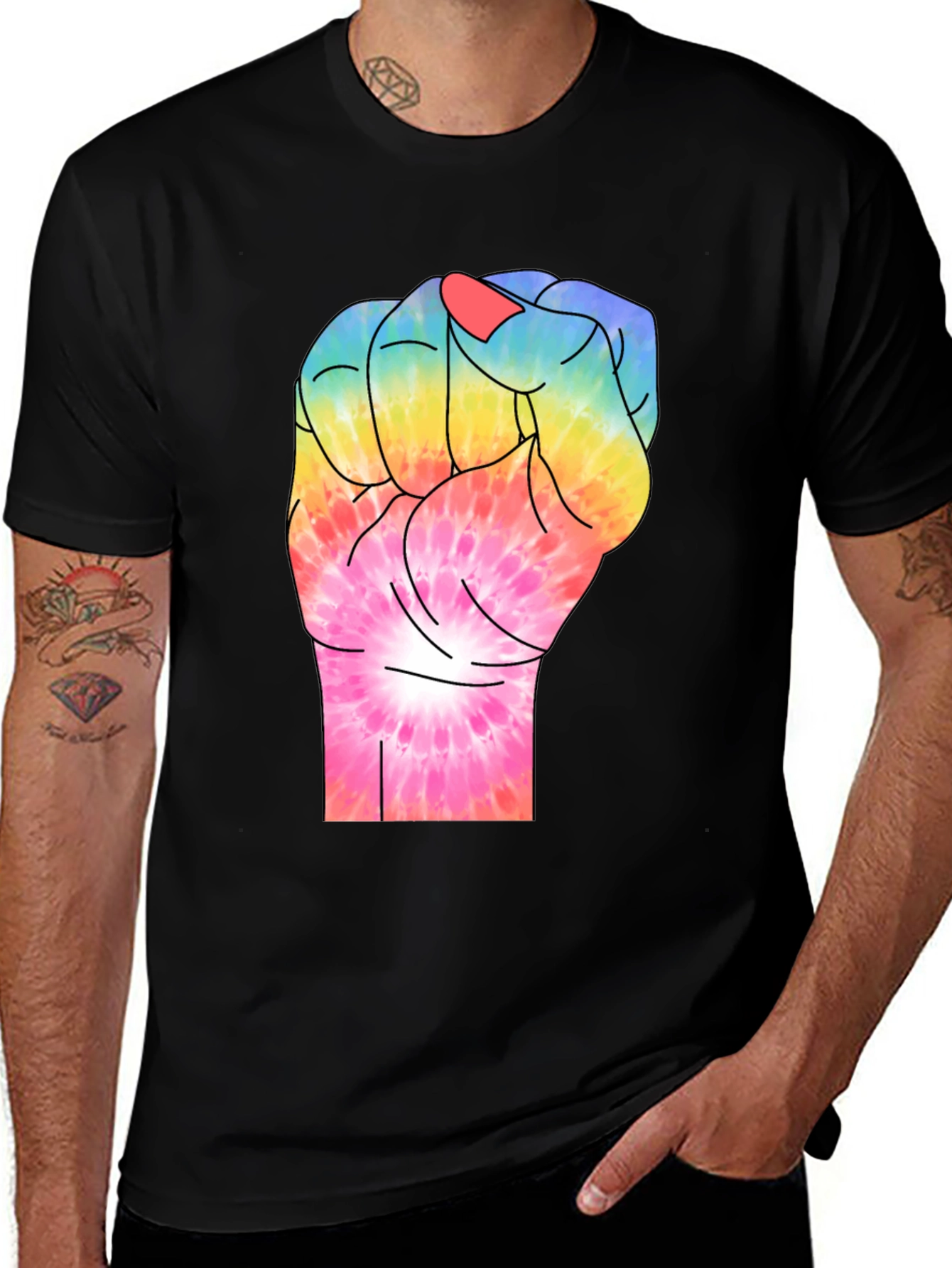 Variant 14 of Tie-Dye Fist Graphic T-Shirt - Black