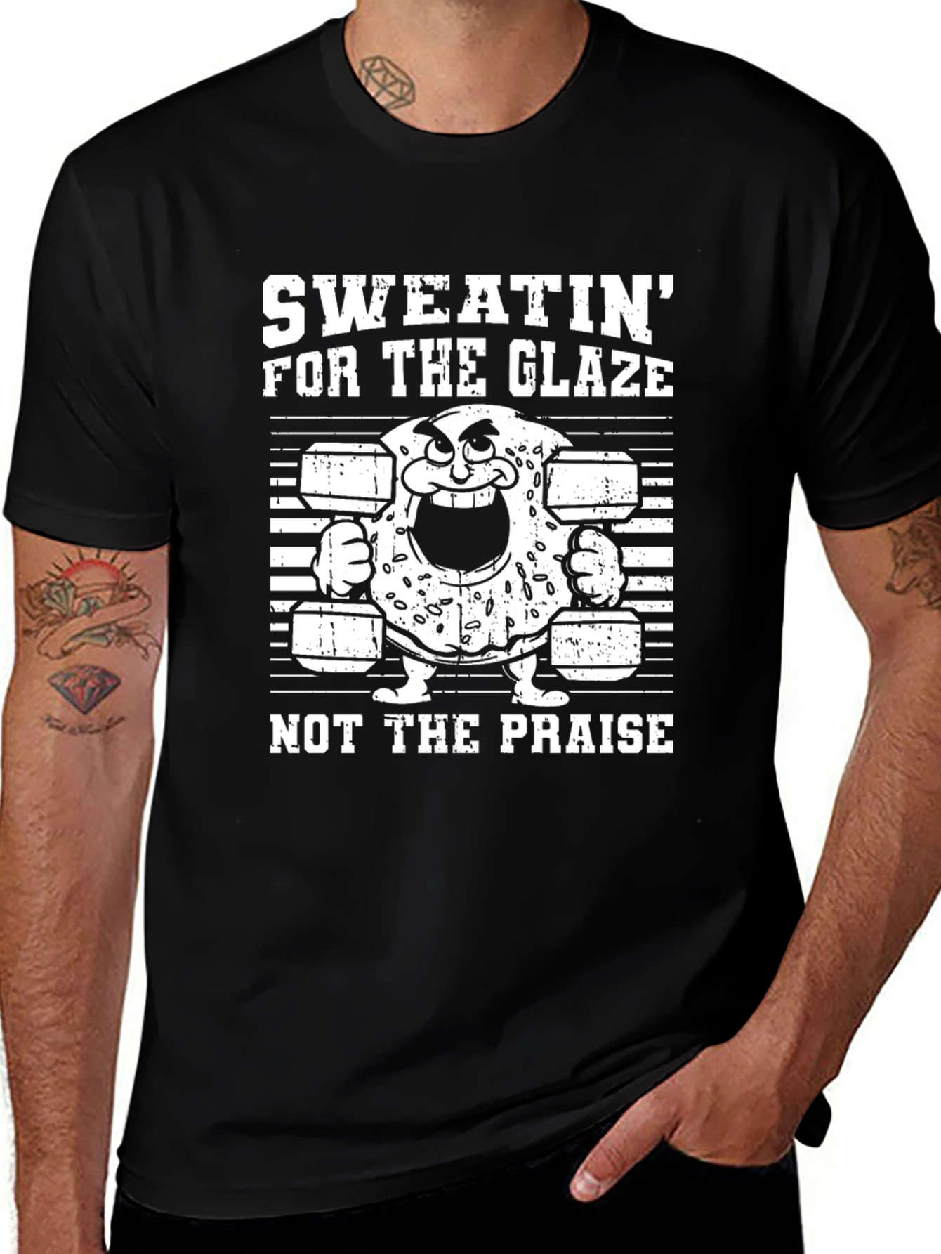 Variant 19 of Sweatin' For The Glaze Funny Workout T-Shirt