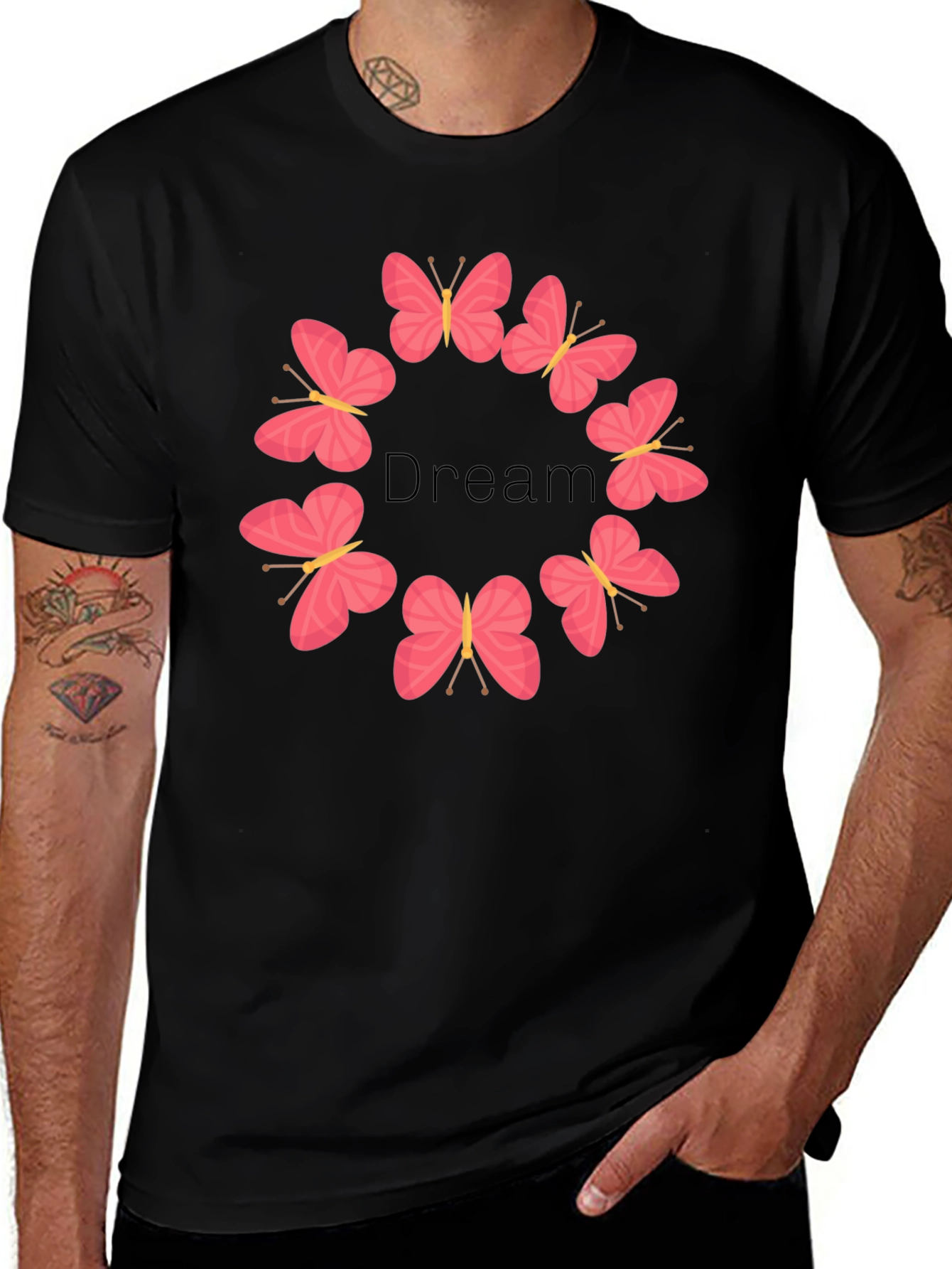 Variant 25 of Dream Butterfly Graphic Tee - Stylish Black T-Shirt