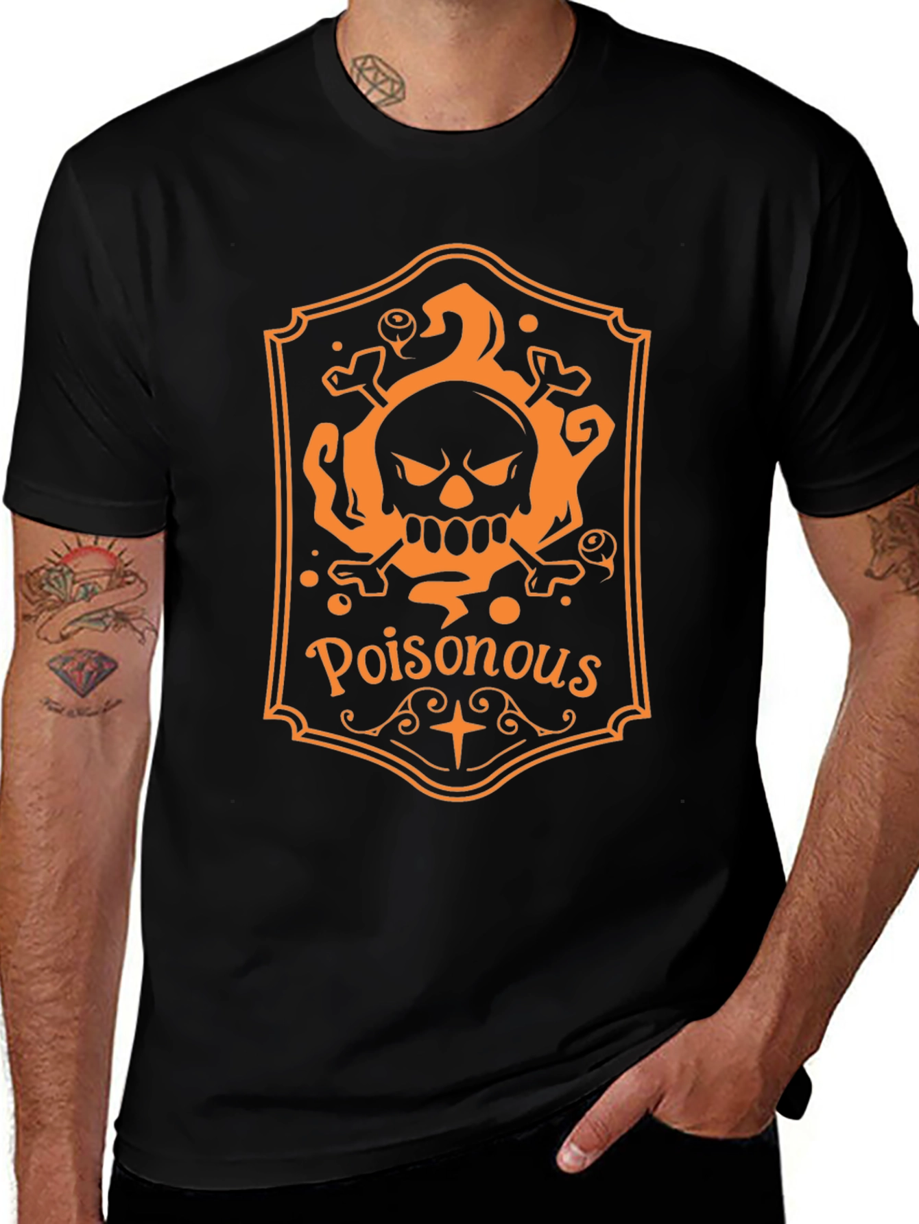 Variant 28 of Poisonous Skull Graphic Tee - Halloween