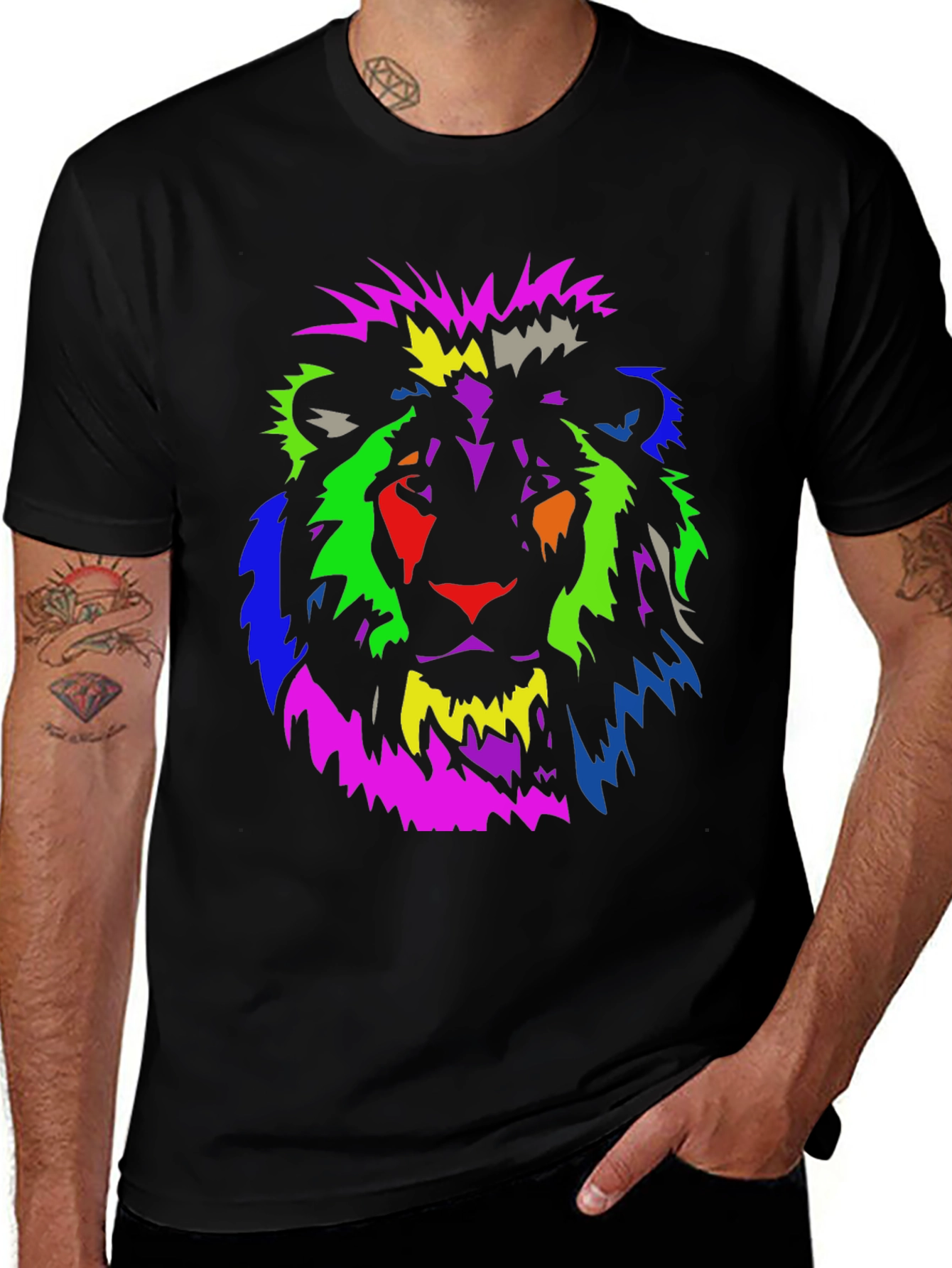 Black Lion Graphic Tee - Bold & Vibrant Design main image