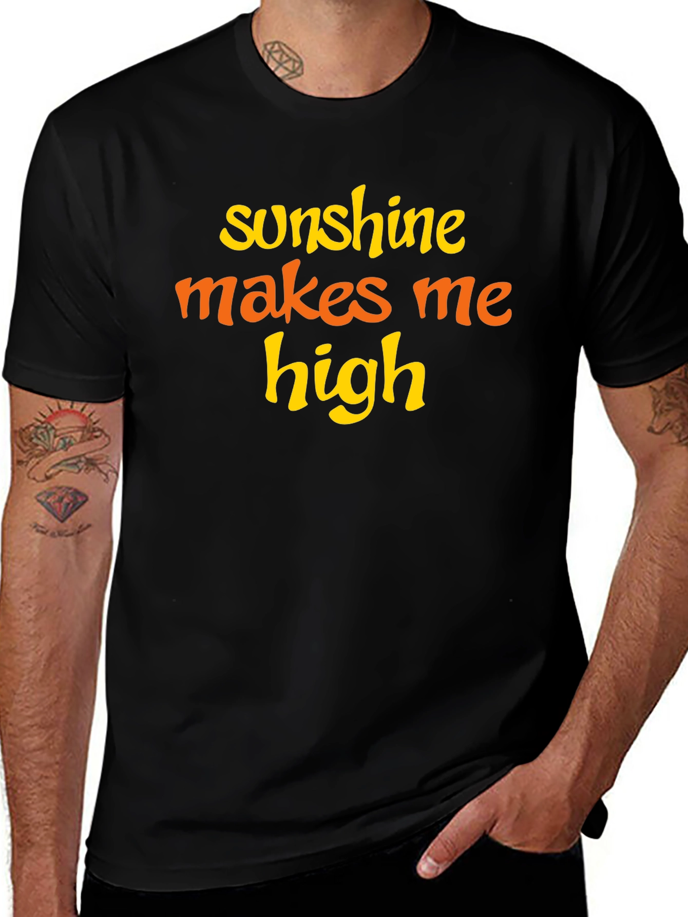 Variant 14 of Sunshine Makes Me High Graphic Tee - Black