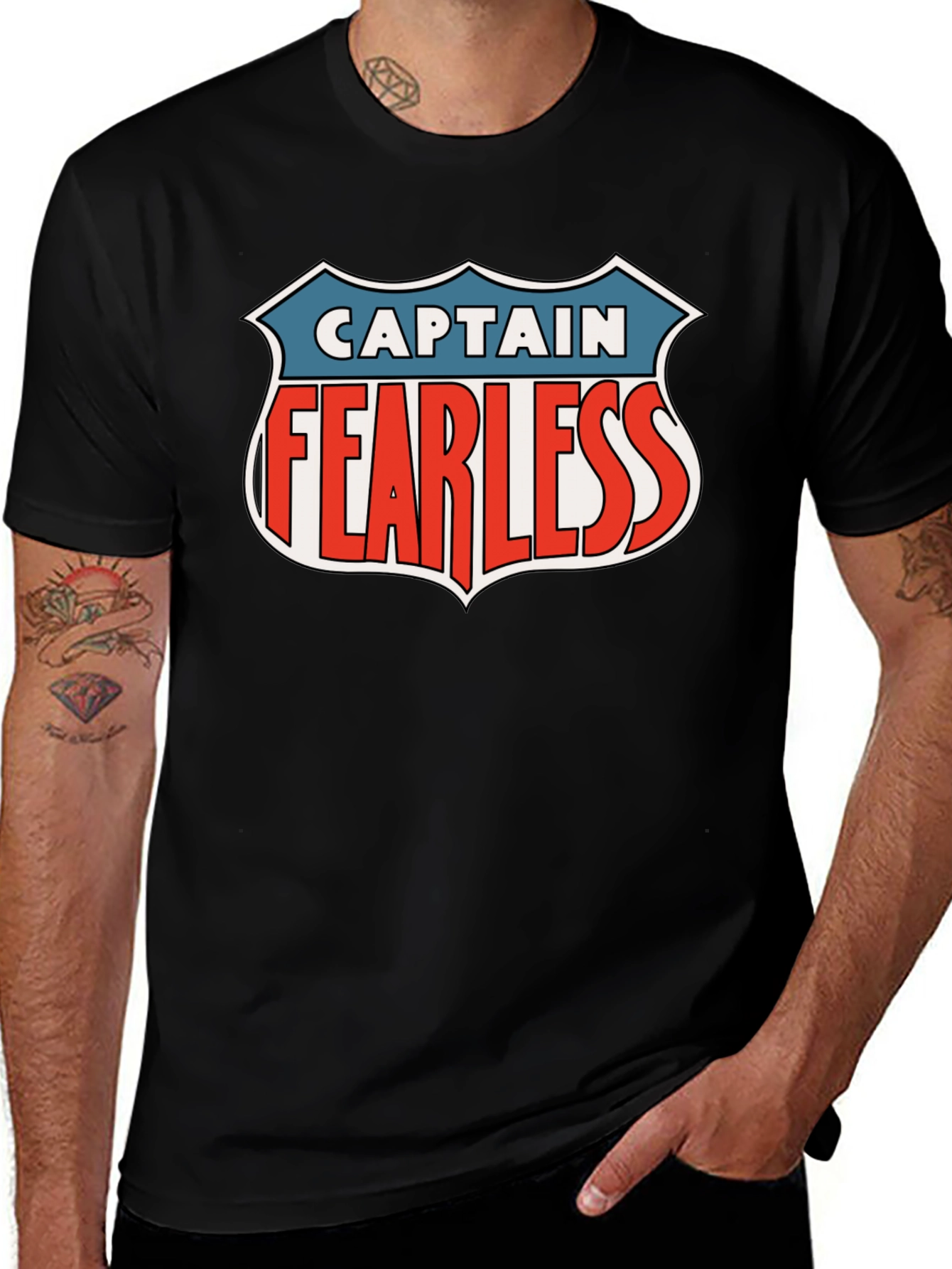 Variant 14 of Captain Fearless Graphic Tee - Black Casual T-Shirt