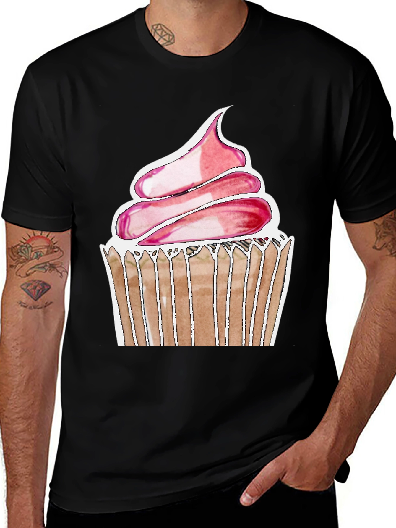 Variant 28 of Cupcake Graphic Tee - Soft Cotton Black T-Shirt