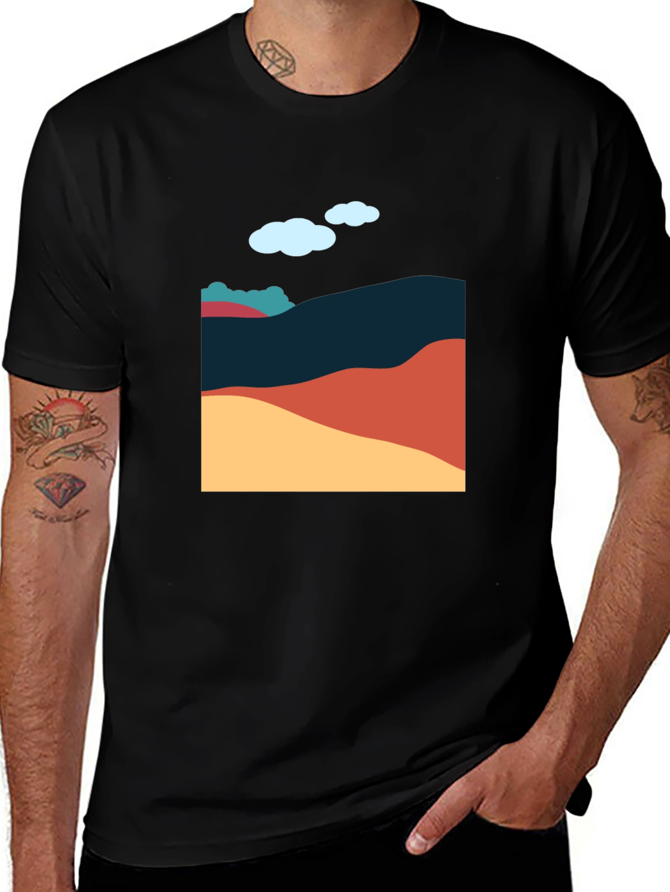 Variant 8 of Abstract Landscape Graphic Tee - Casual Style
