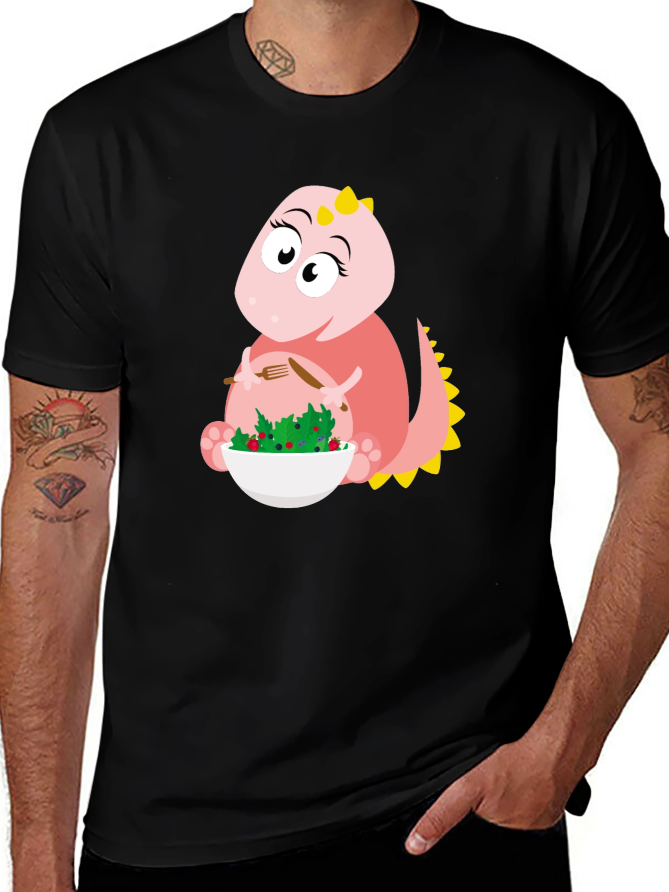 Dino Salad T-Shirt - Cute Pink Dinosaur Tee