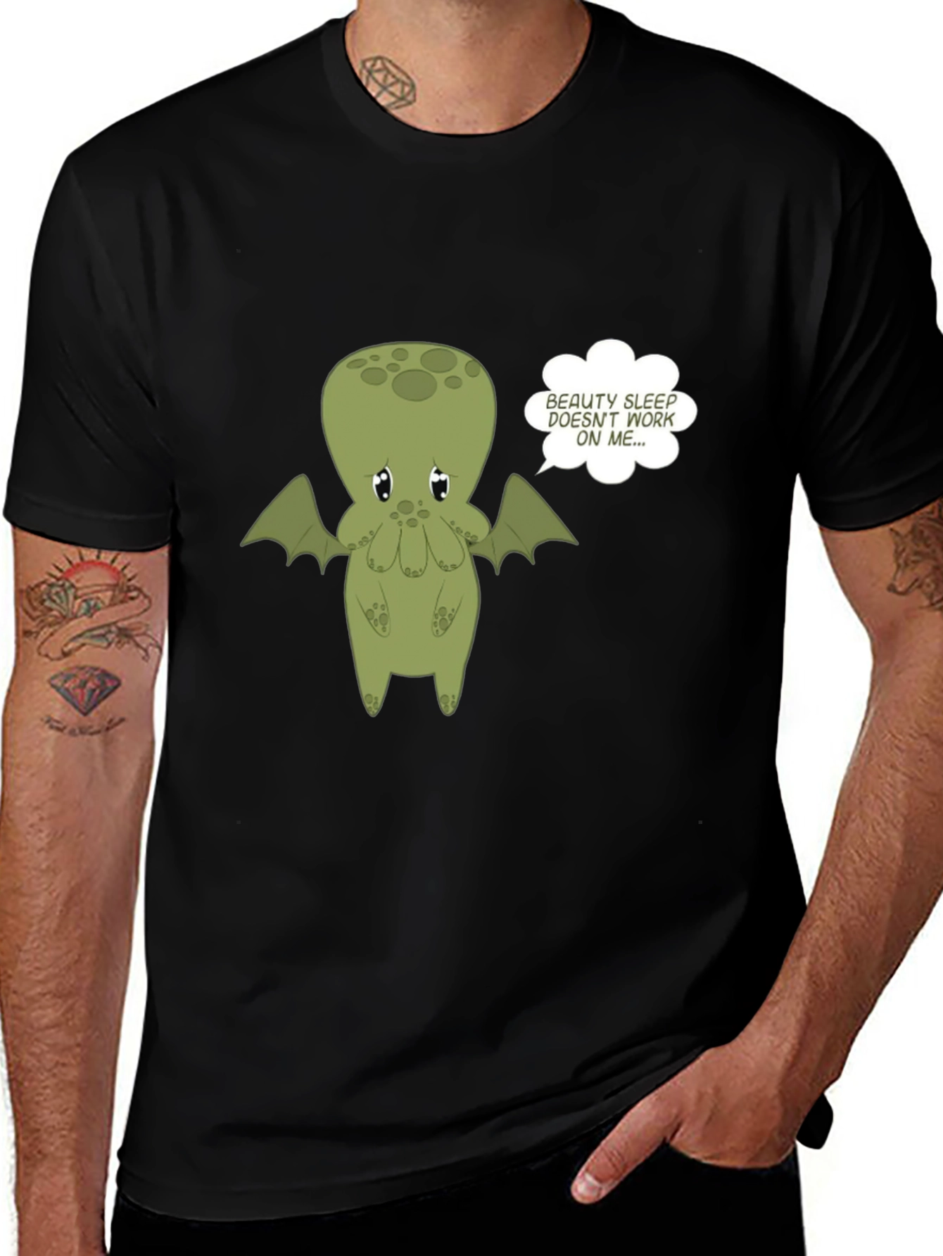 Variant 23 of Cute Cthulhu 'Beauty Sleep' Graphic Tee - Black