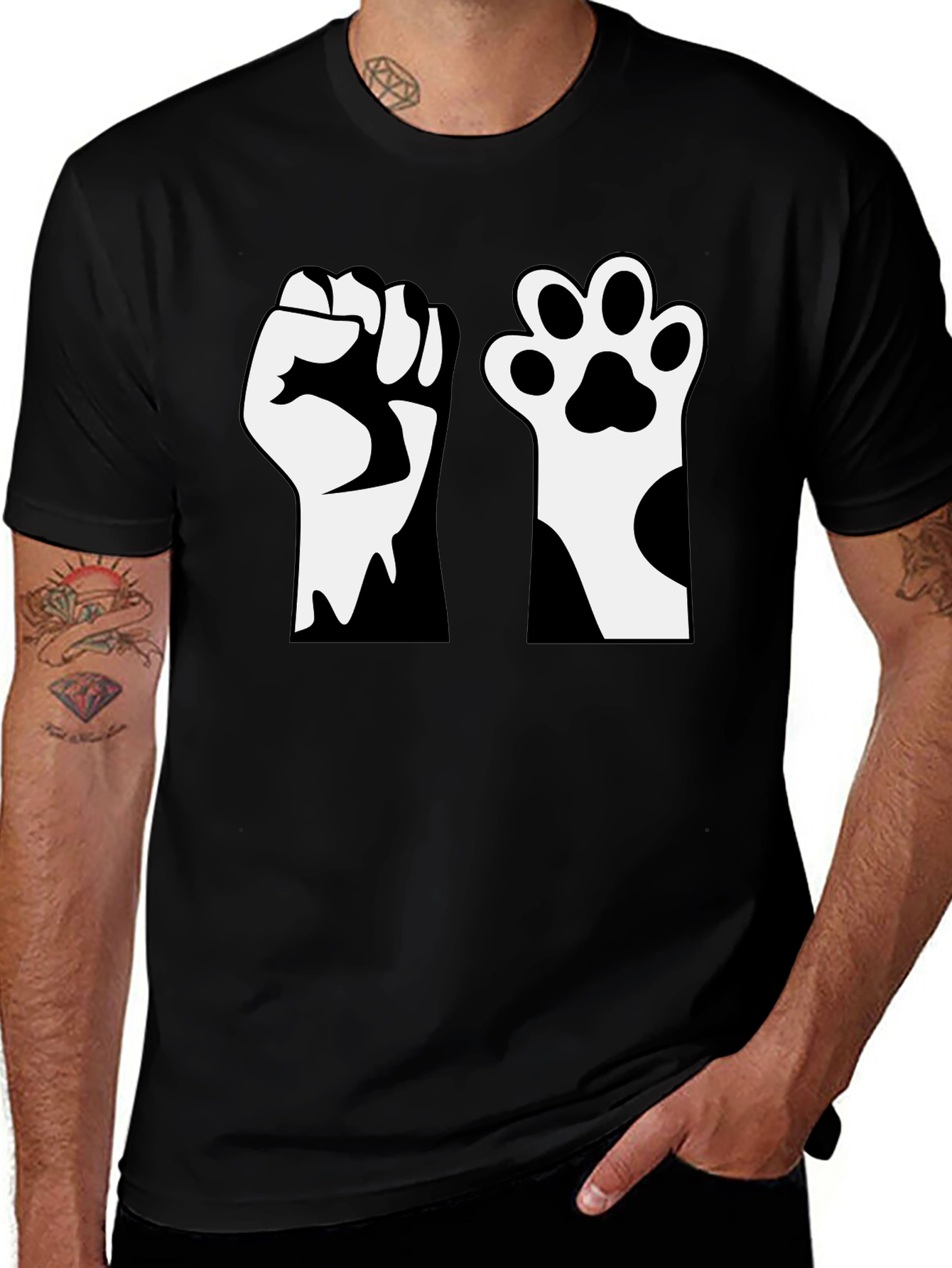 Black Activist Tee: Raised Fist & Cat Paw