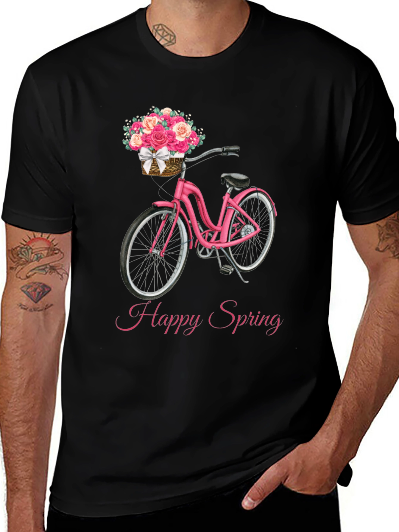 Variant 2 of Happy Spring Floral Bicycle Graphic T-Shirt