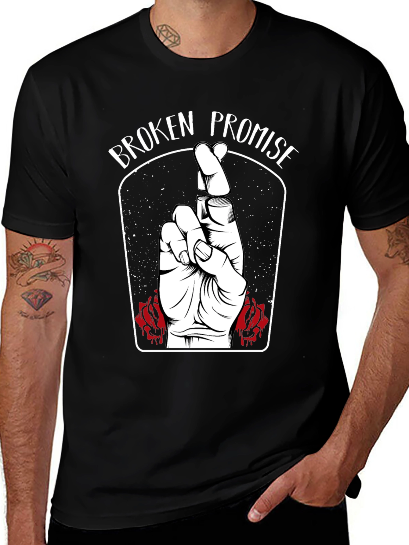 Variant 24 of Broken Promise Graphic Print T-Shirt - Black