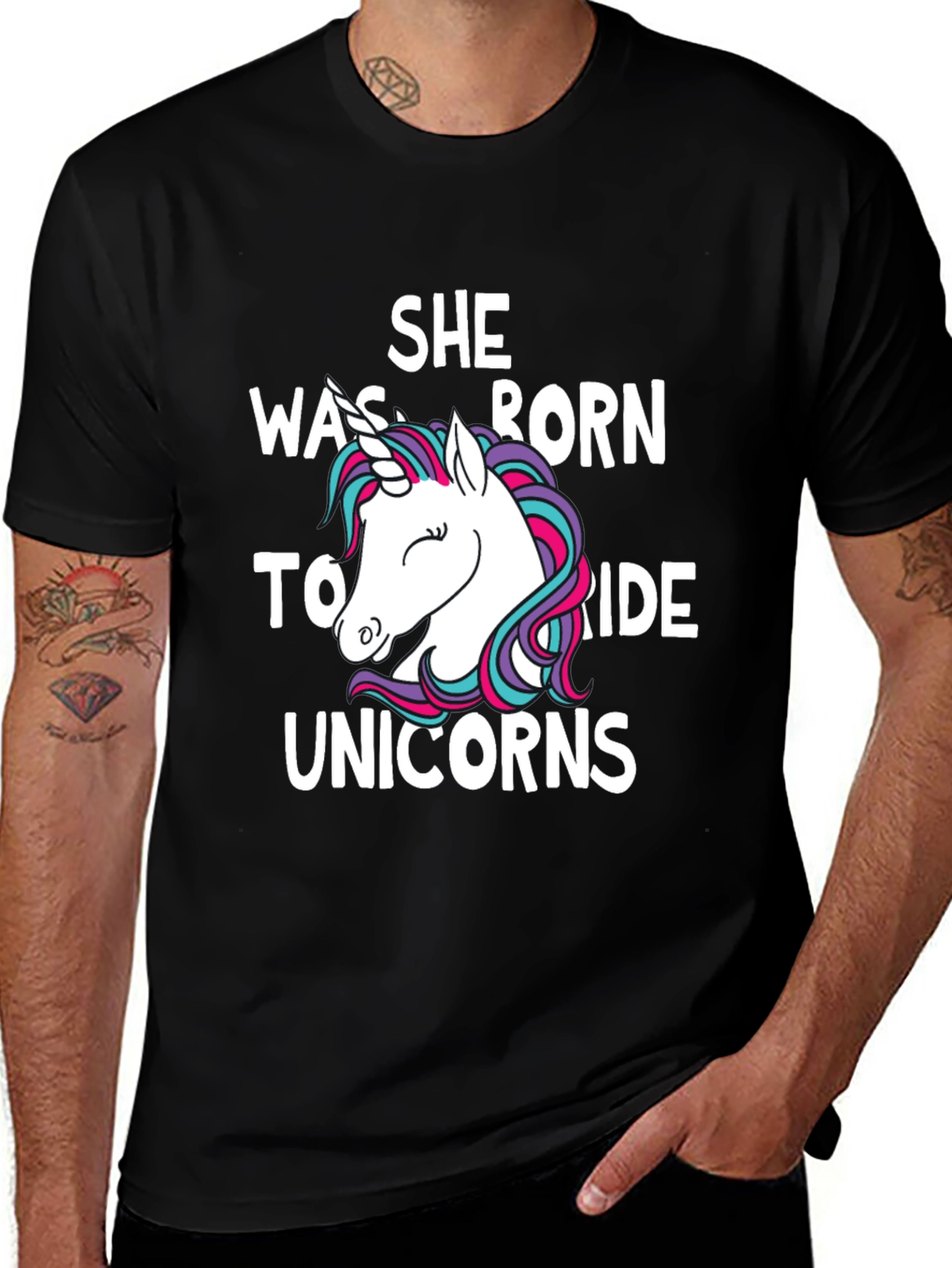 Variant 20 of She Was Born to Ride Unicorns Graphic Tee