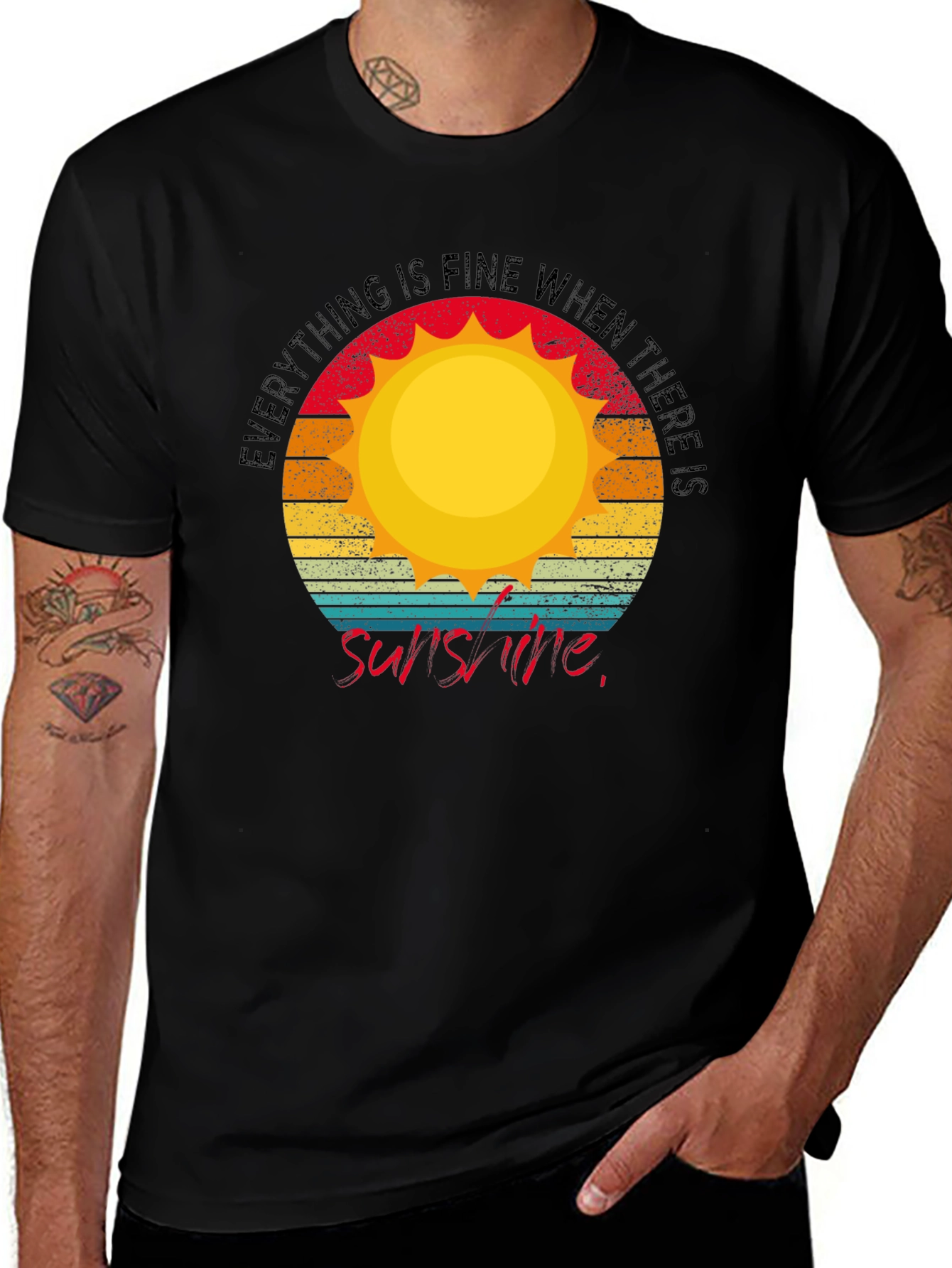Variant 15 of Retro Sunshine Graphic Tee - Everything Is Fine T-Shirt