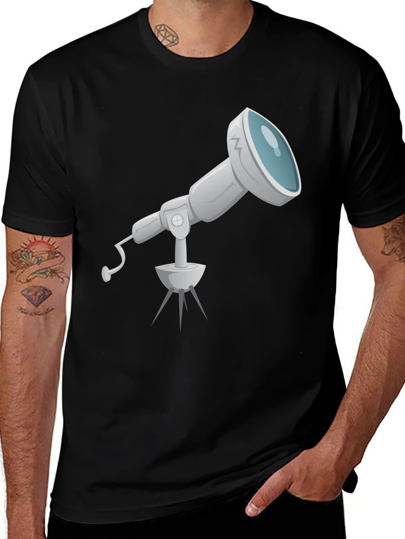Telescope Graphic Tee - Black Cotton Comfort