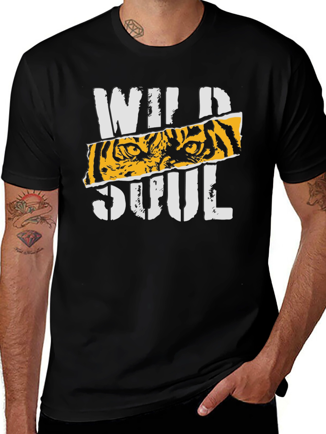 Variant 4 of Wild Soul Tiger Graphic Black T-Shirt