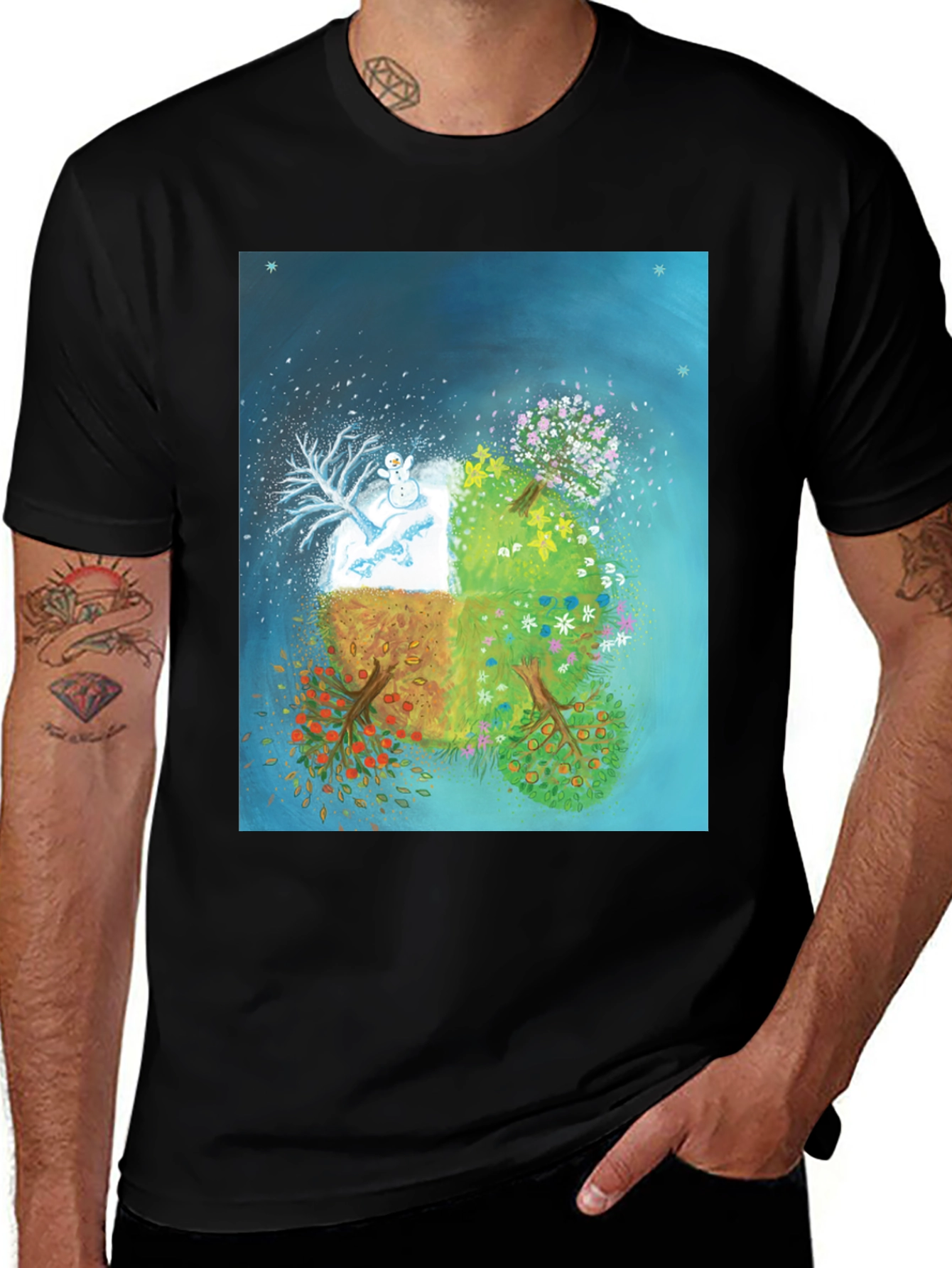 Variant 28 of Four Seasons Graphic Tee - Nature Art T-Shirt