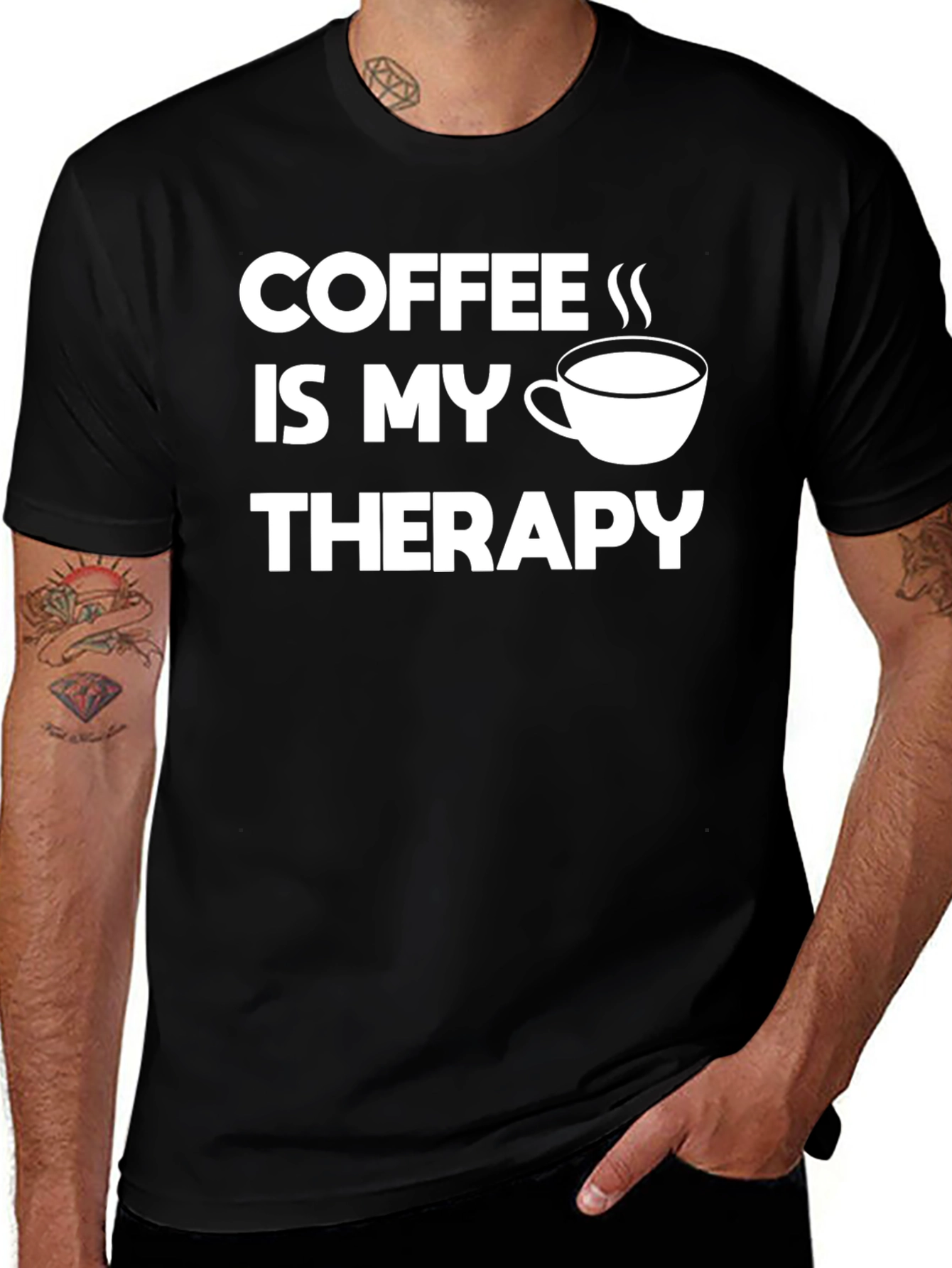 Variant 23 of Coffee Is My Therapy T-Shirt - Black