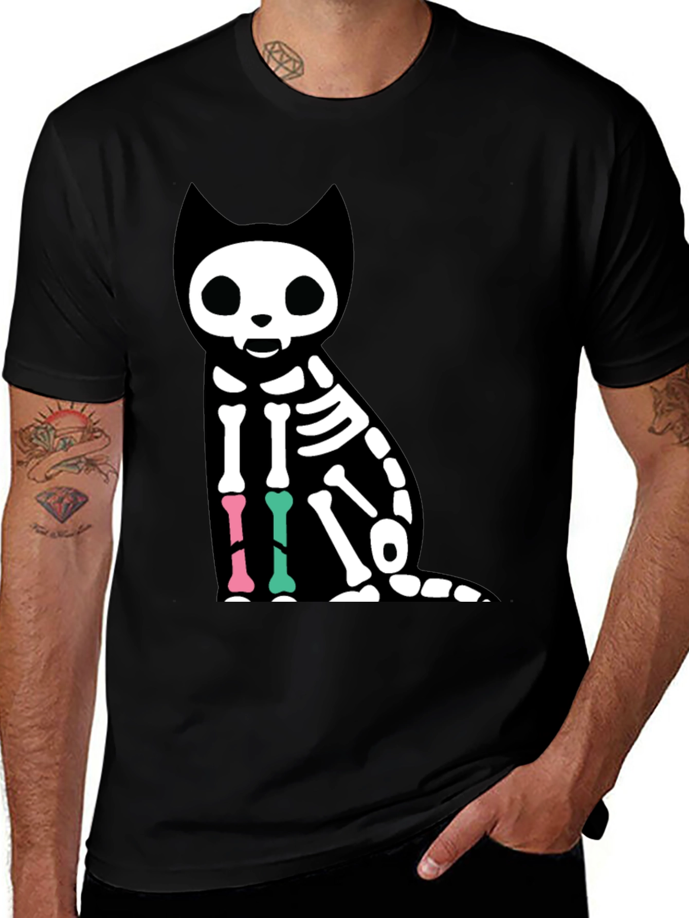 Variant 24 of Skeleton Cat Graphic T-Shirt