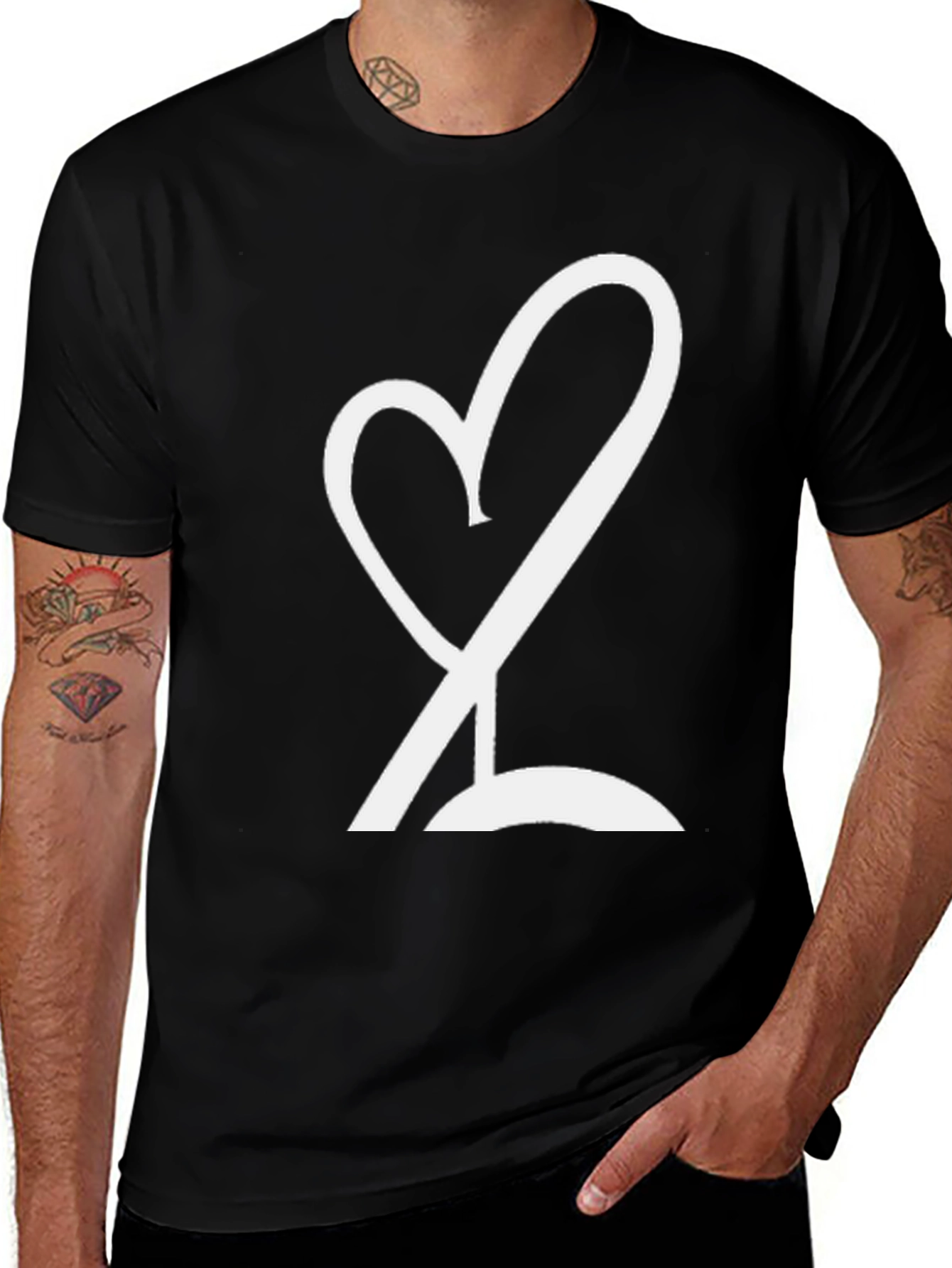 Variant 16 of Heart Graphic Black T-Shirt